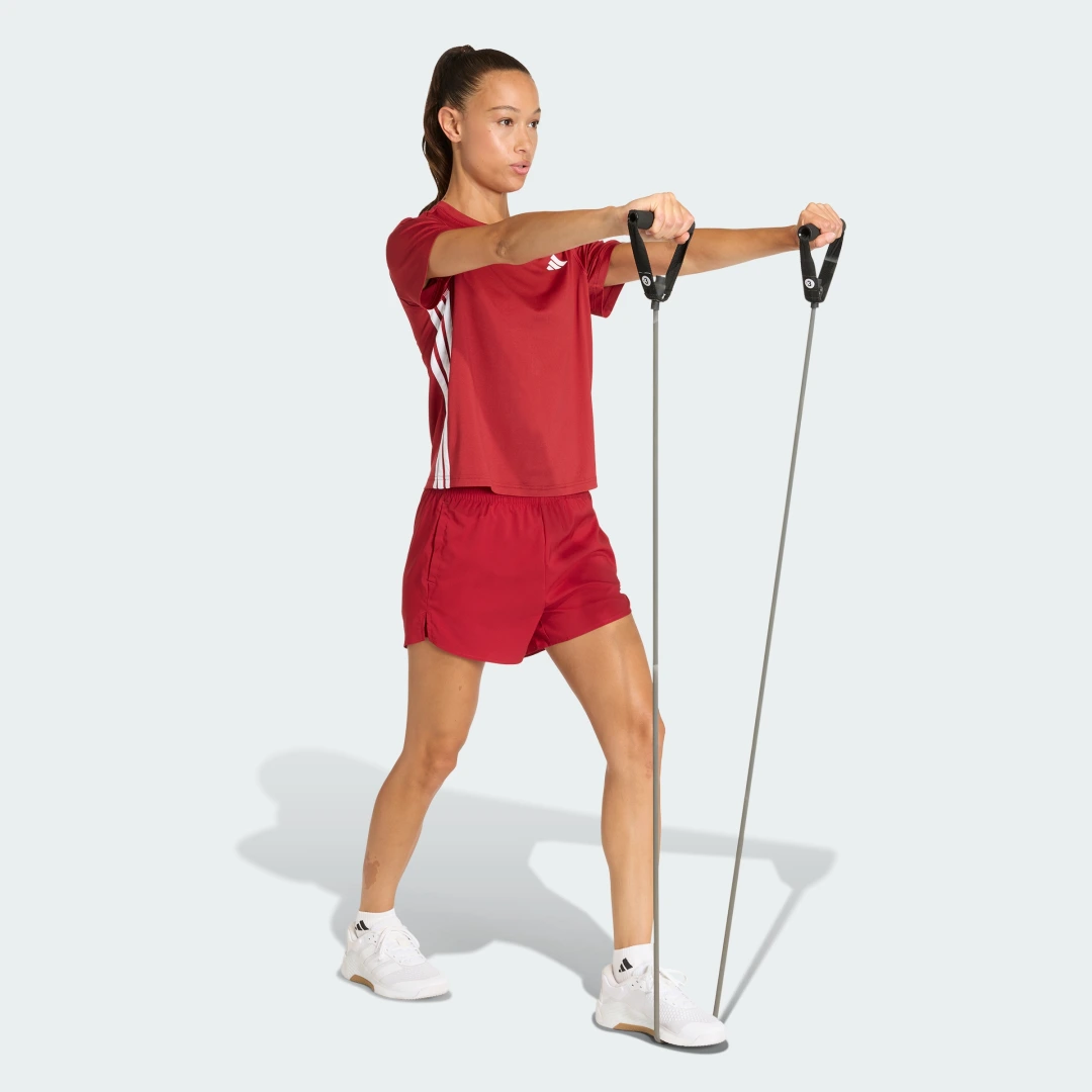 Detalle de Camiseta Train Essentials Workout 3 bandas de Adidas – burgundy