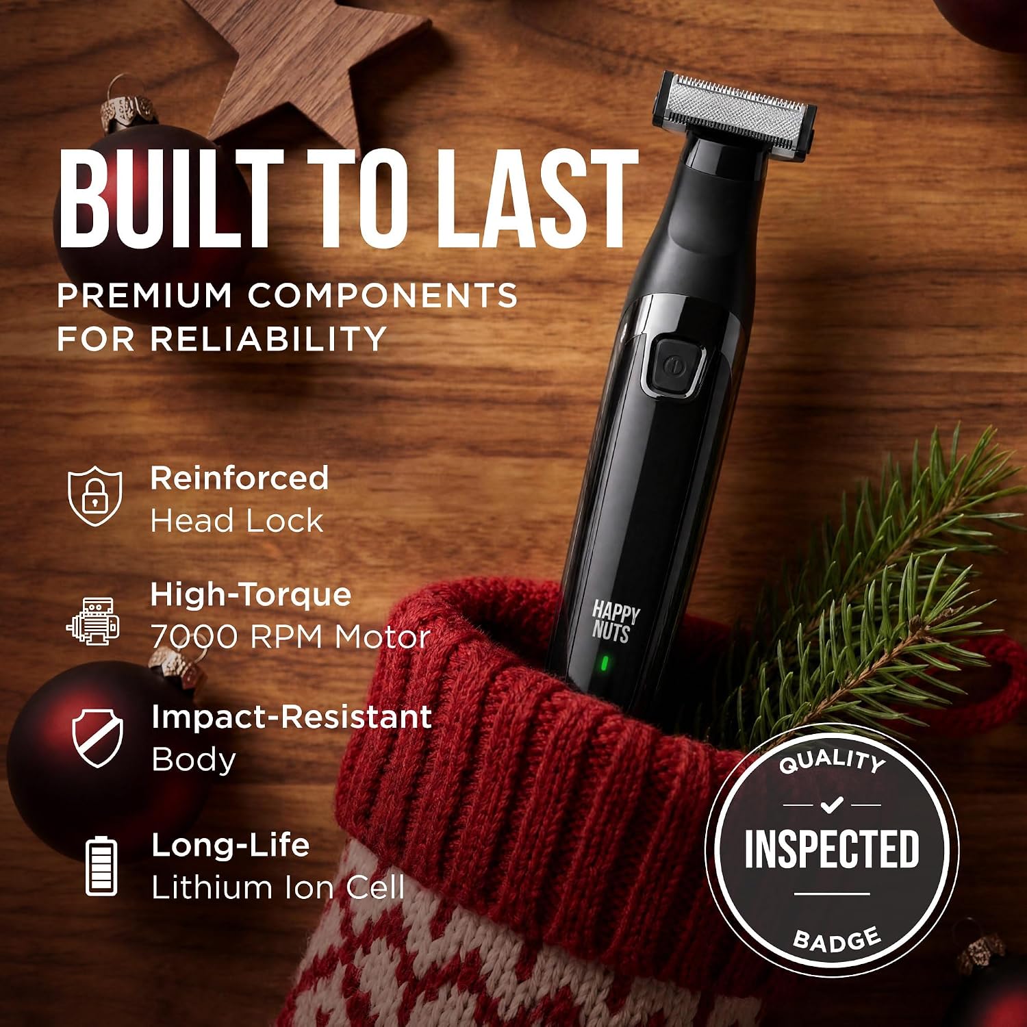Detalle de HAPPY NUTS The Ballber™ Electric Body Hair Trimmer for Men (IPX7 Waterproof) — Mens Groomer Kit