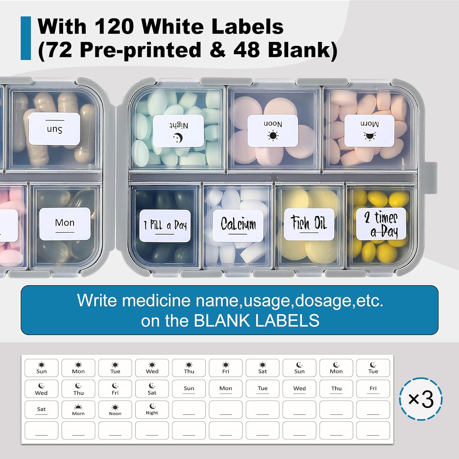 Thumbnail 4 de LANDNEOO 14‑grid Pill Organizer Box with Labels 💊