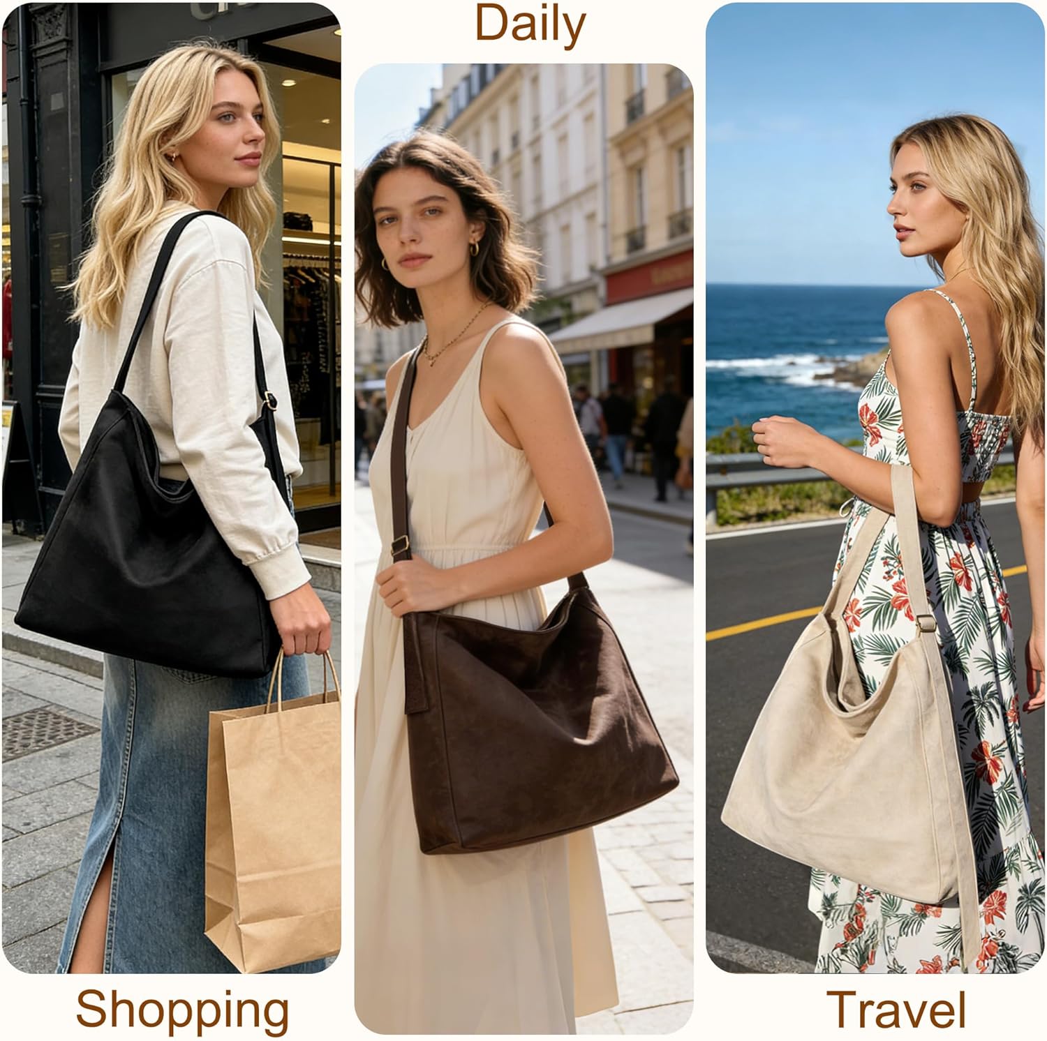 Thumbnail 1 de Gluckstar Sac à Main Femme Grand Cabas – Daim Suédé, polyvalent et spacieux