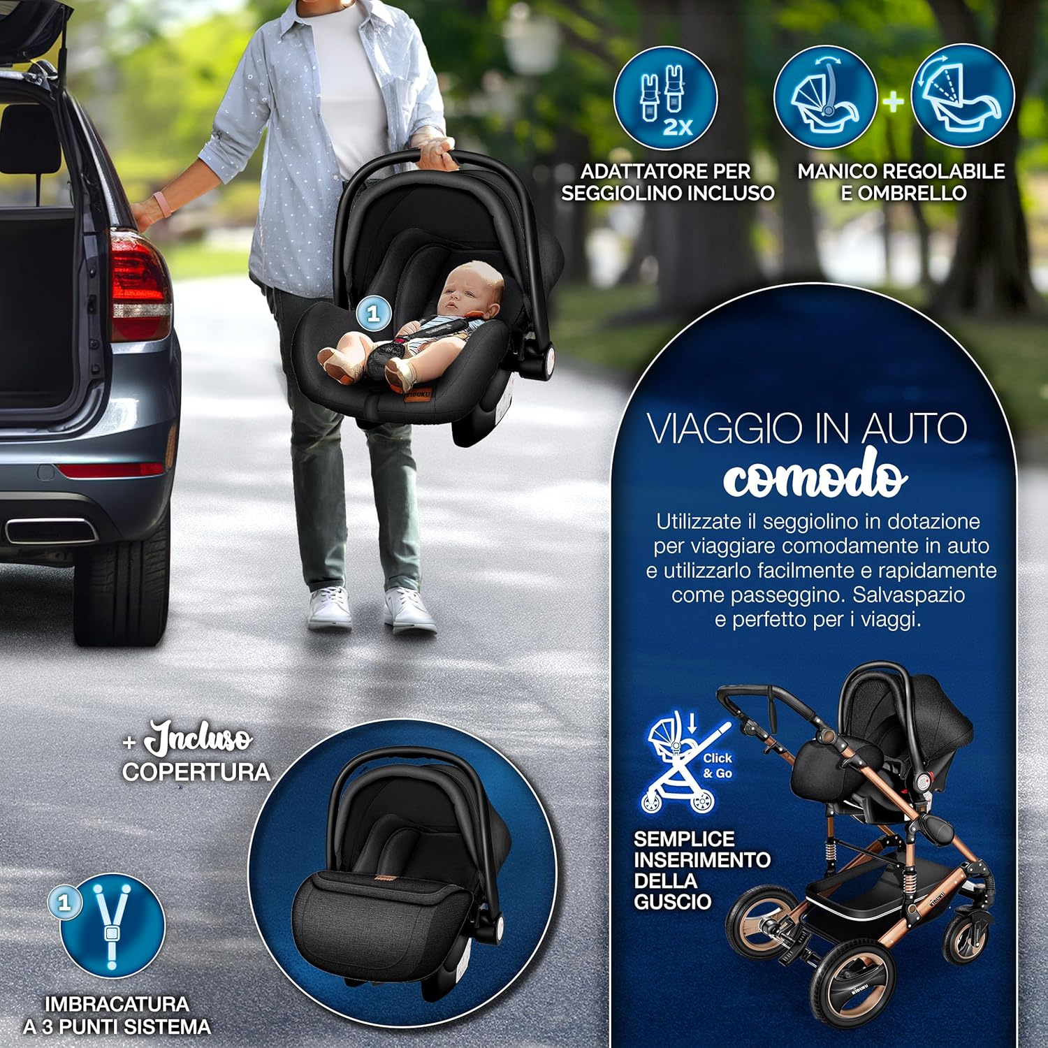 Thumbnail 5 de KIDUKU 3 in 1 Passeggino Completo 22 kg 👶