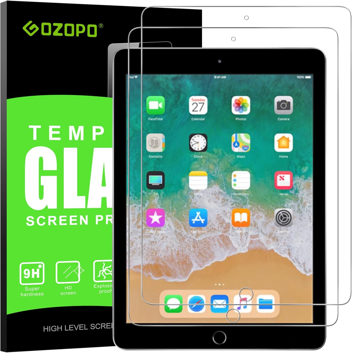 Thumbnail 4 de GOZOPO iPad 9th Generation tempered glass screen protector 2-pack
