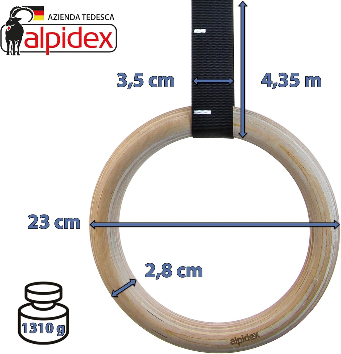 Thumbnail 1 de ALPIDEX Anelli Ginnastica in Legno 28 mm