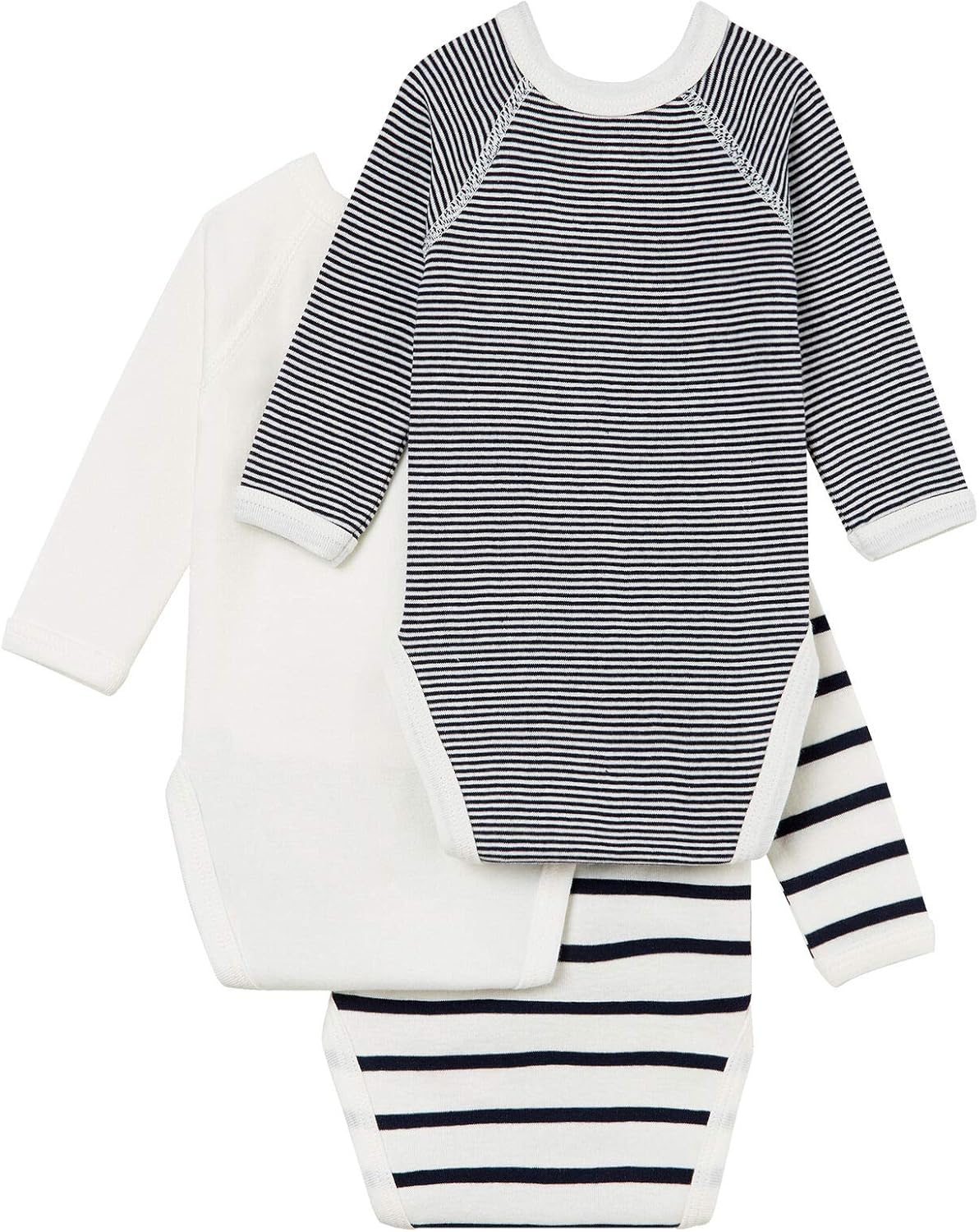 Thumbnail 1 de Petit Bateau Unisex Baby 54219 long sleeve newborn body (pack of 3) in organic cotton