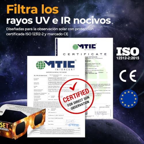 Detalle de Lomvset Pack de 15/30 Gafas Eclipse Solar Homologadas ISO 12312-2 CE