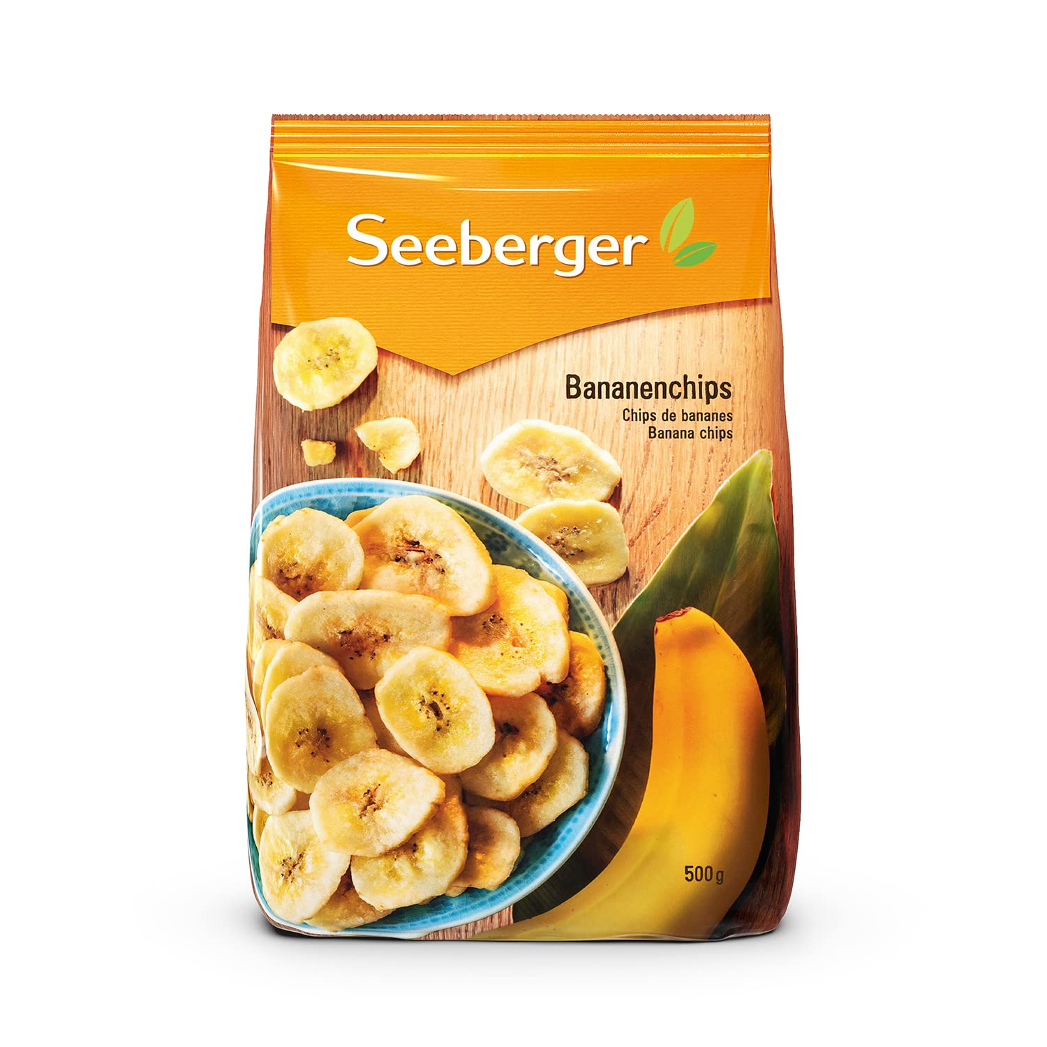 Detalle de Seeberger Bananenchips 5er Pack – knusprige Bananenscheiben in Kokosöl, vegan (5 x 500 g)
