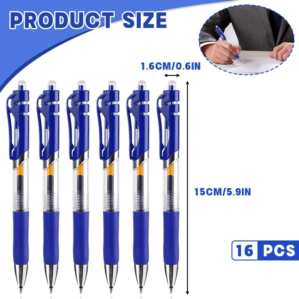 Detalle 2 de OFFCUP gelrollerpennen, intrekbaar, 0,5 mm, blauwe inkt, 16 stuks