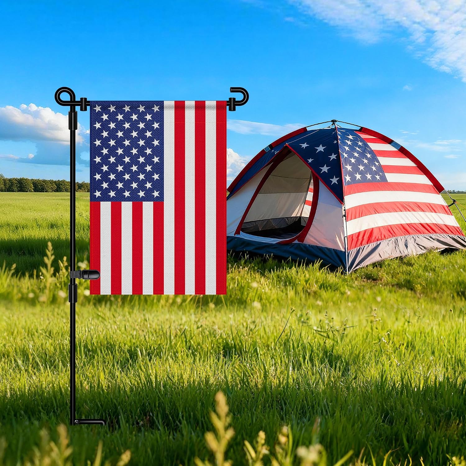 Thumbnail 6 de HOOSUN Garden Flag Stand — Premium 3-Piece Metal Flag Holder with Clip and Spring Stoppers