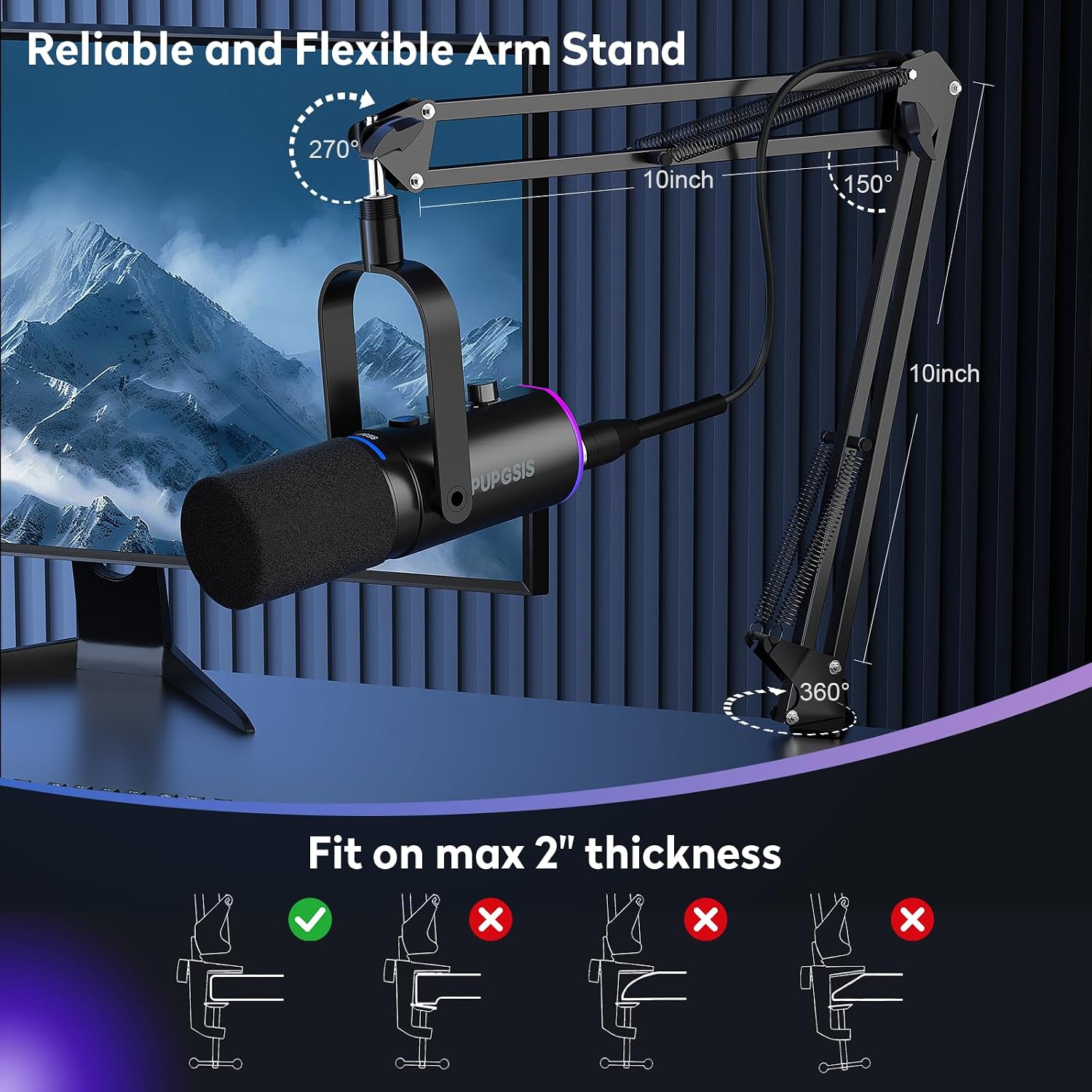 Thumbnail 6 de Ortizan USB/XLR Mikrofon mit Arm, Mute und Monitoring – flexibel, direkt einsatzbereit