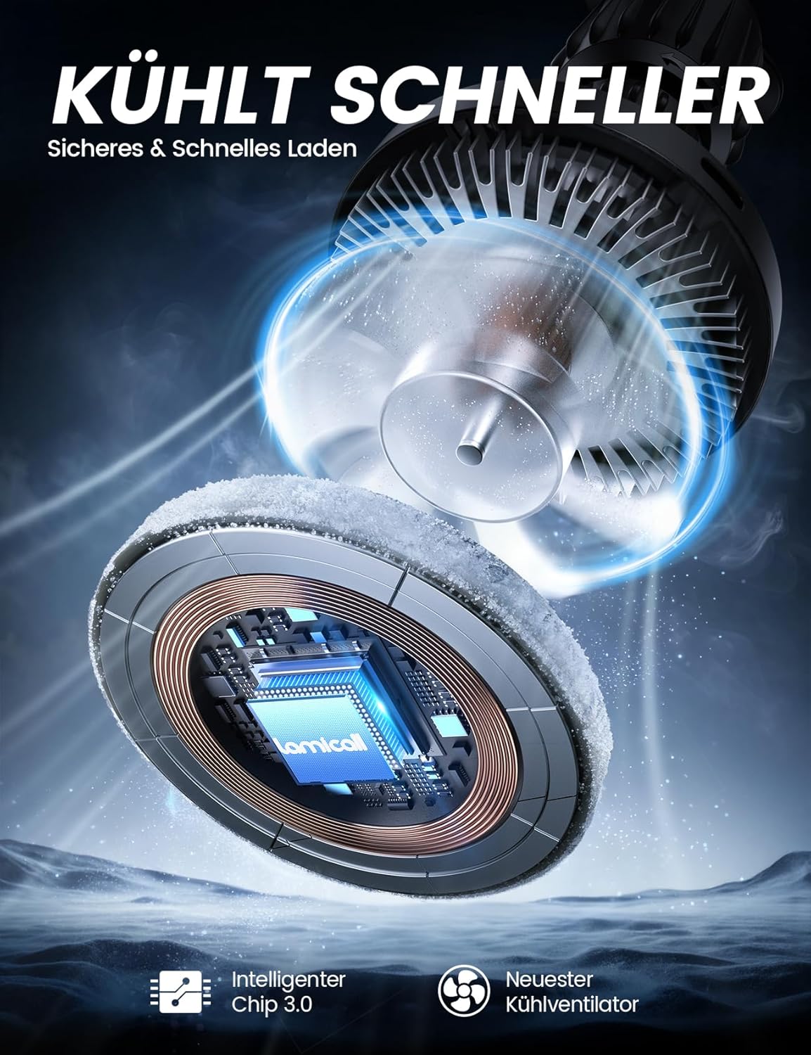 Detalle de Lamicall Qi2 Auto‑Magnethalter mit 15W Qi‑Ladefunktion