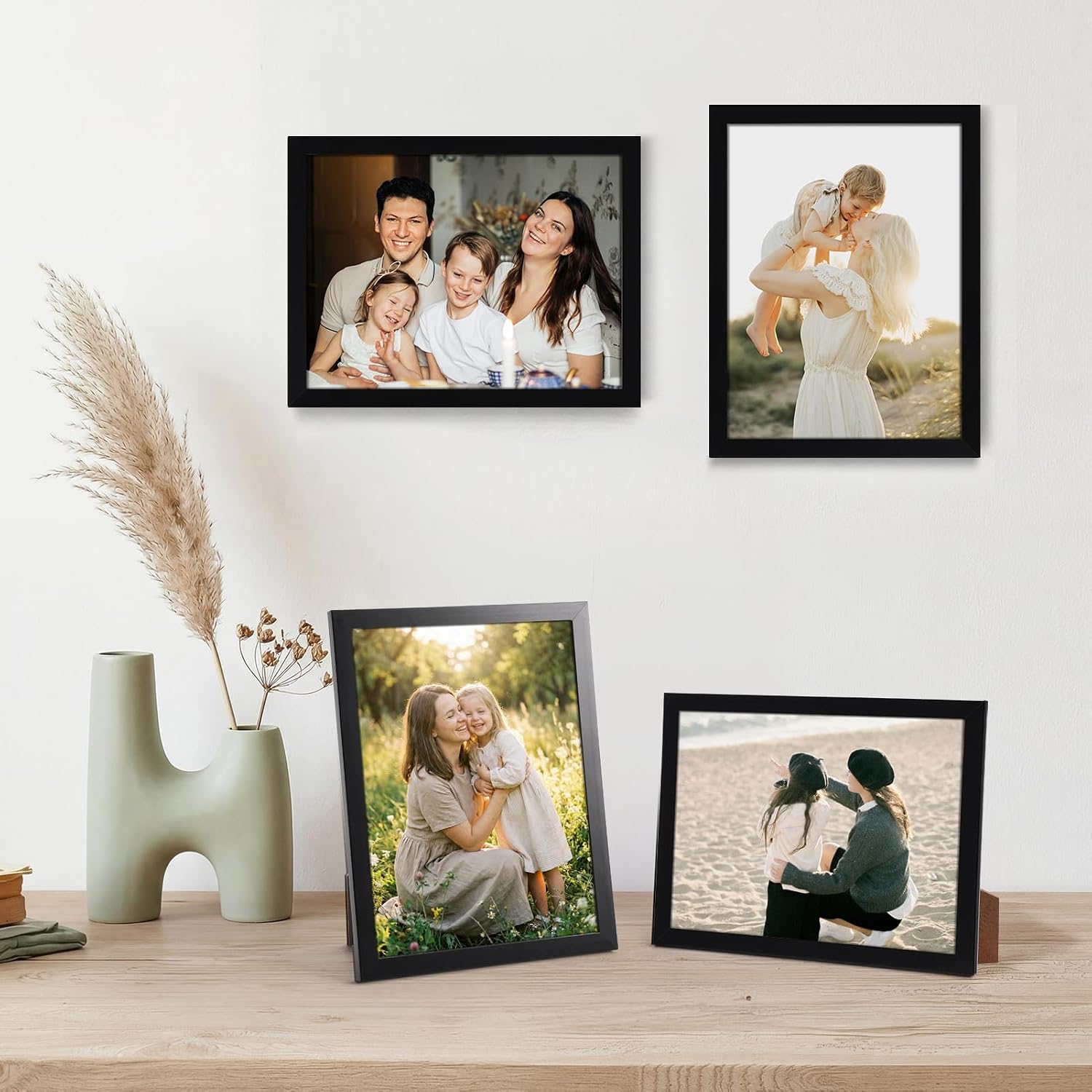 Detalle de Vasemouh Bilderrahmen 15x20 cm – Schwarzer Fotorahmen für Tisch- und Wandmontage
