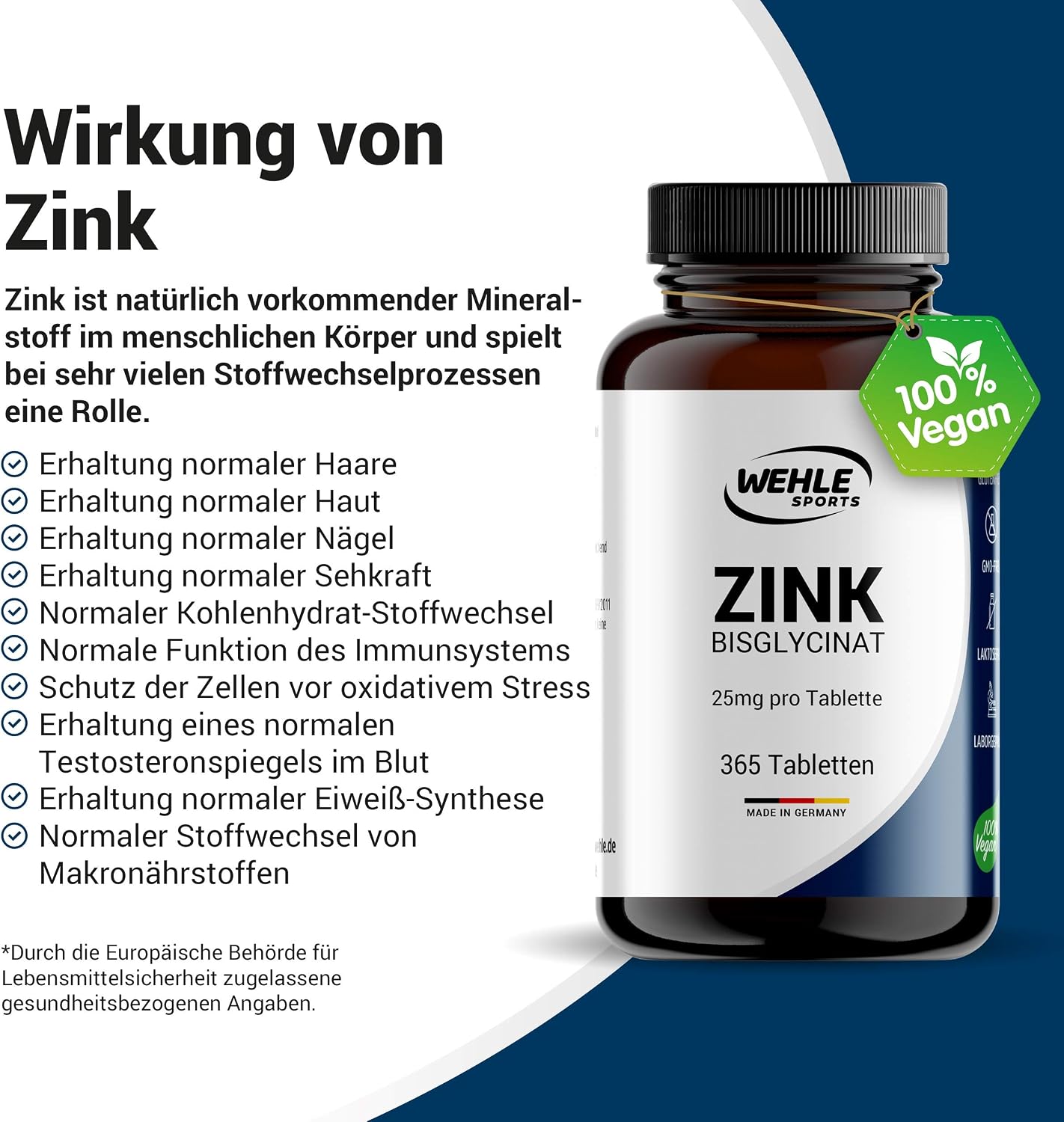 Detalle de Wehle Zink Tabletten 365 hochdosiert 25 mg