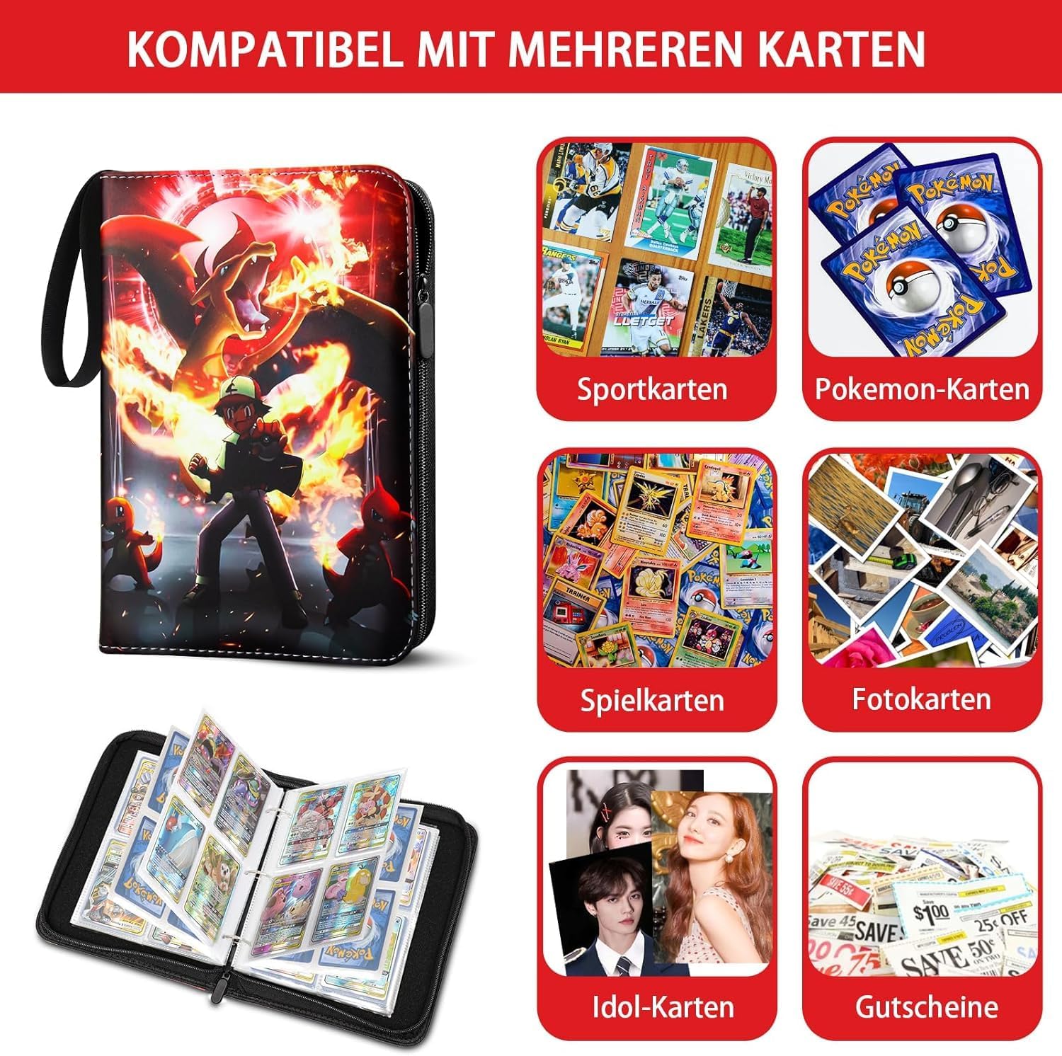 Detalle de Karten Sammelalbum für Pokémon, 400 Karten
