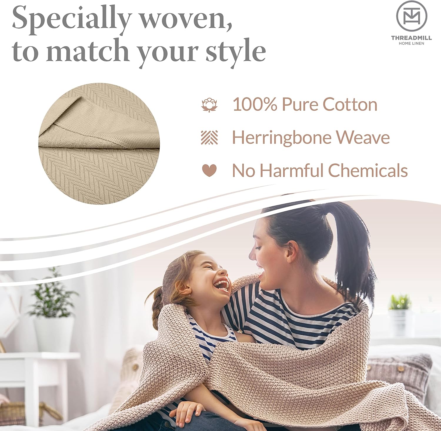 Detalle de Threadmill Luxury Cotton Queen Blanket 90x92