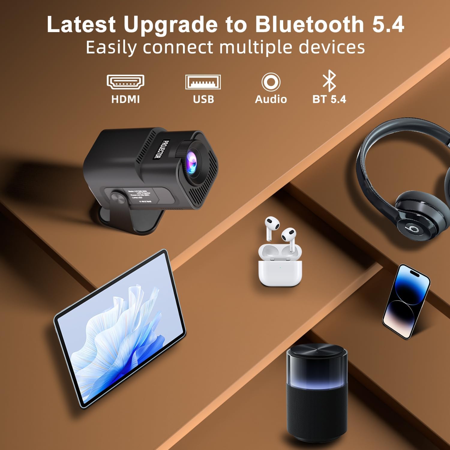 Thumbnail 5 de ZDSSY Mini Projector 4K Support, Android 14 & Wi‑Fi 6: A Portable Bedroom Cinema with Built‑in Apps