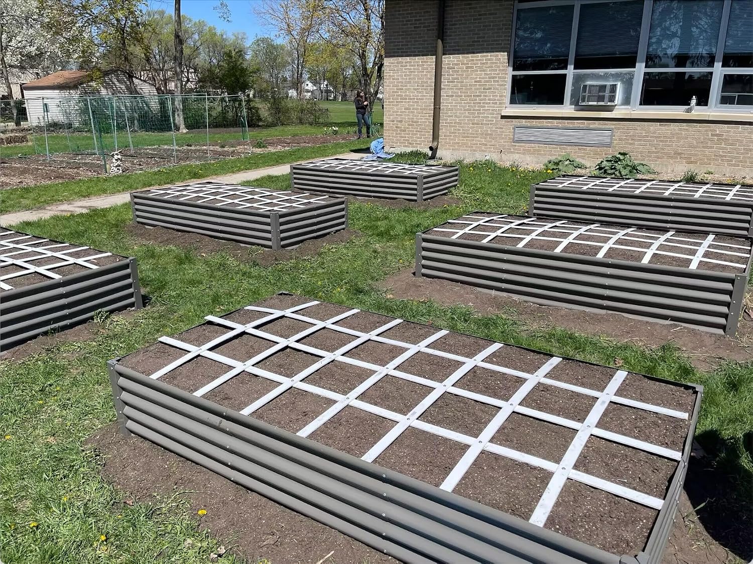 Detalle de Anleolife 8x4x1.5 ft Metal Raised Garden Bed, Quartz Gray, 18-Inch