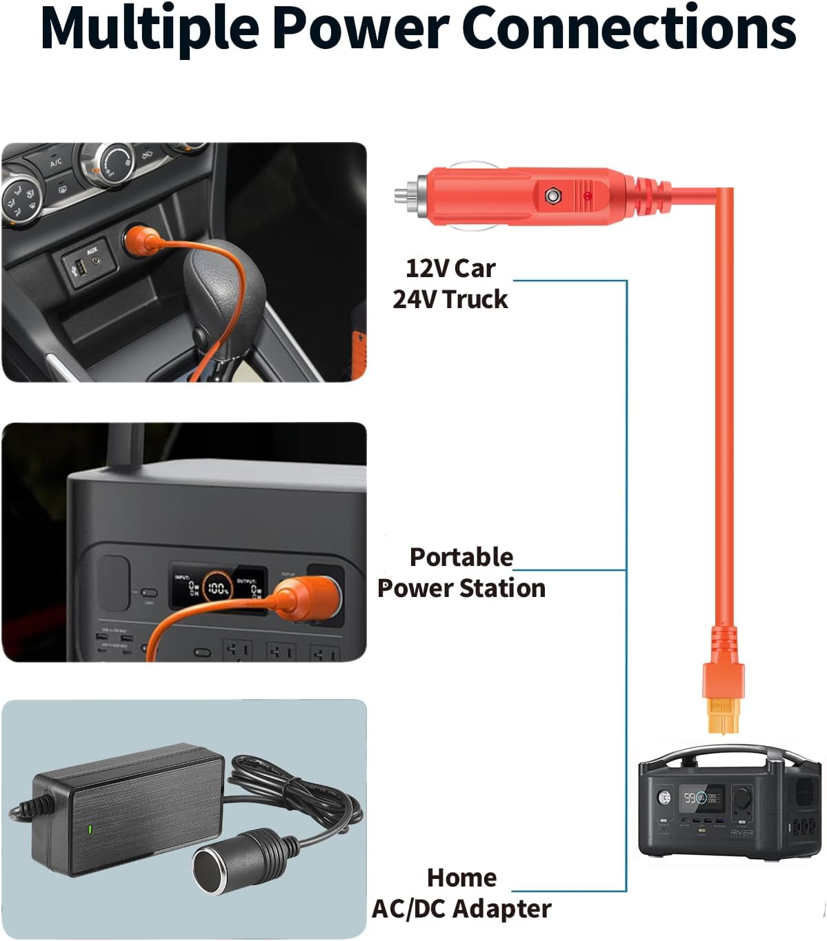 Thumbnail 5 de Tonton 12V-24V Car Charger to XT60 Cable (2M) for Portable Power Stations – A Practical Link Between Vehicle Power and XT60 Pack