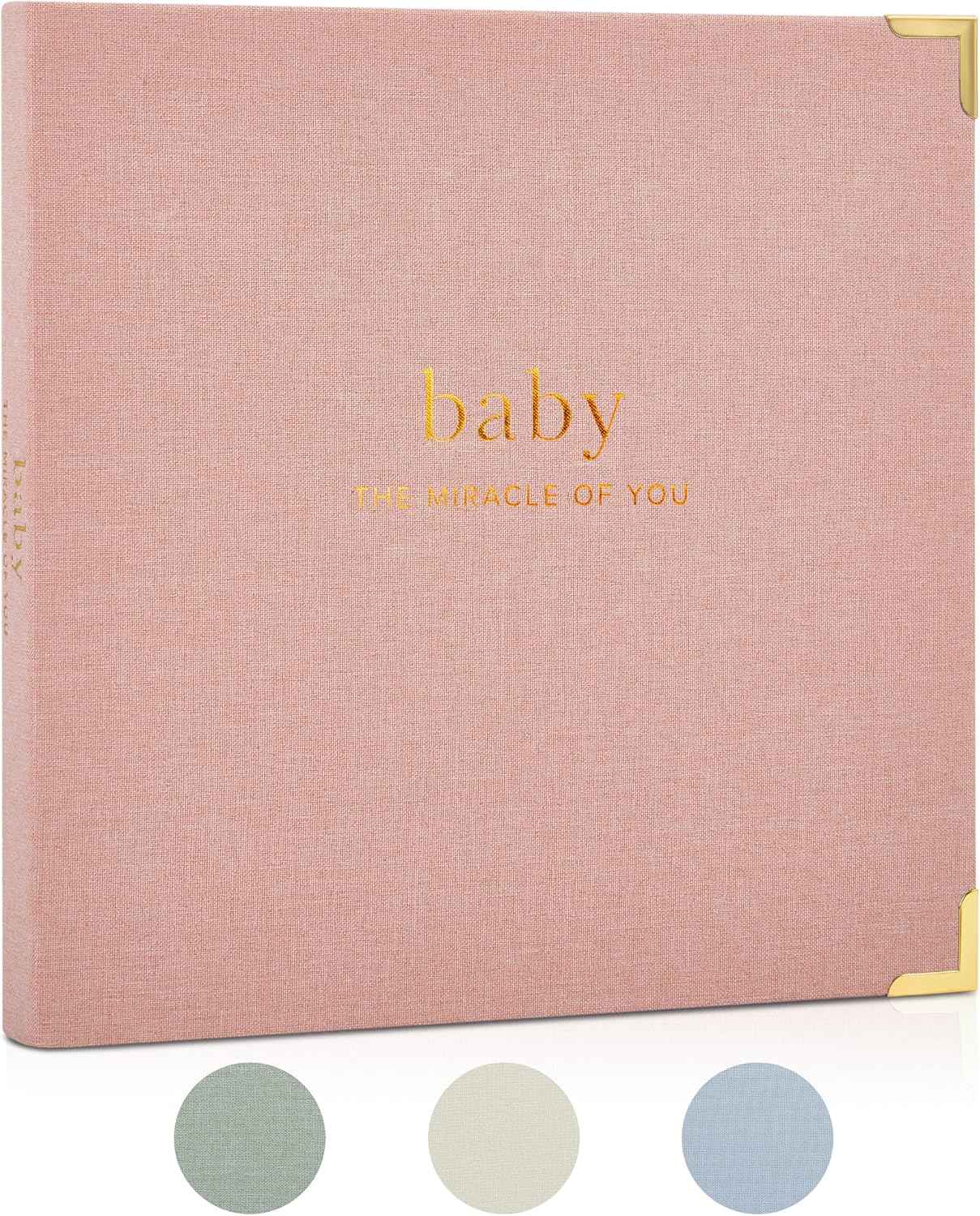 Detalle de ZICOTO zic-babyb5-pi_23-167b Baby Memory Book, Blush Pink Linen, 94 Pages