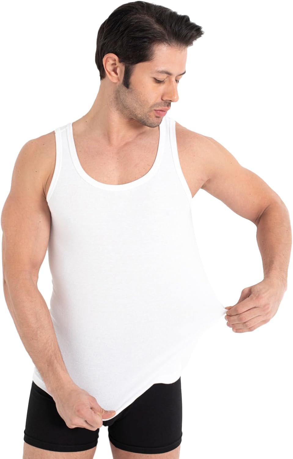 Detalle de UNDEREA Unterhemd Herren – 100% Baumwolle Feinripp, atmungsaktiv & weich | Tank Top im 3er/5er Pack