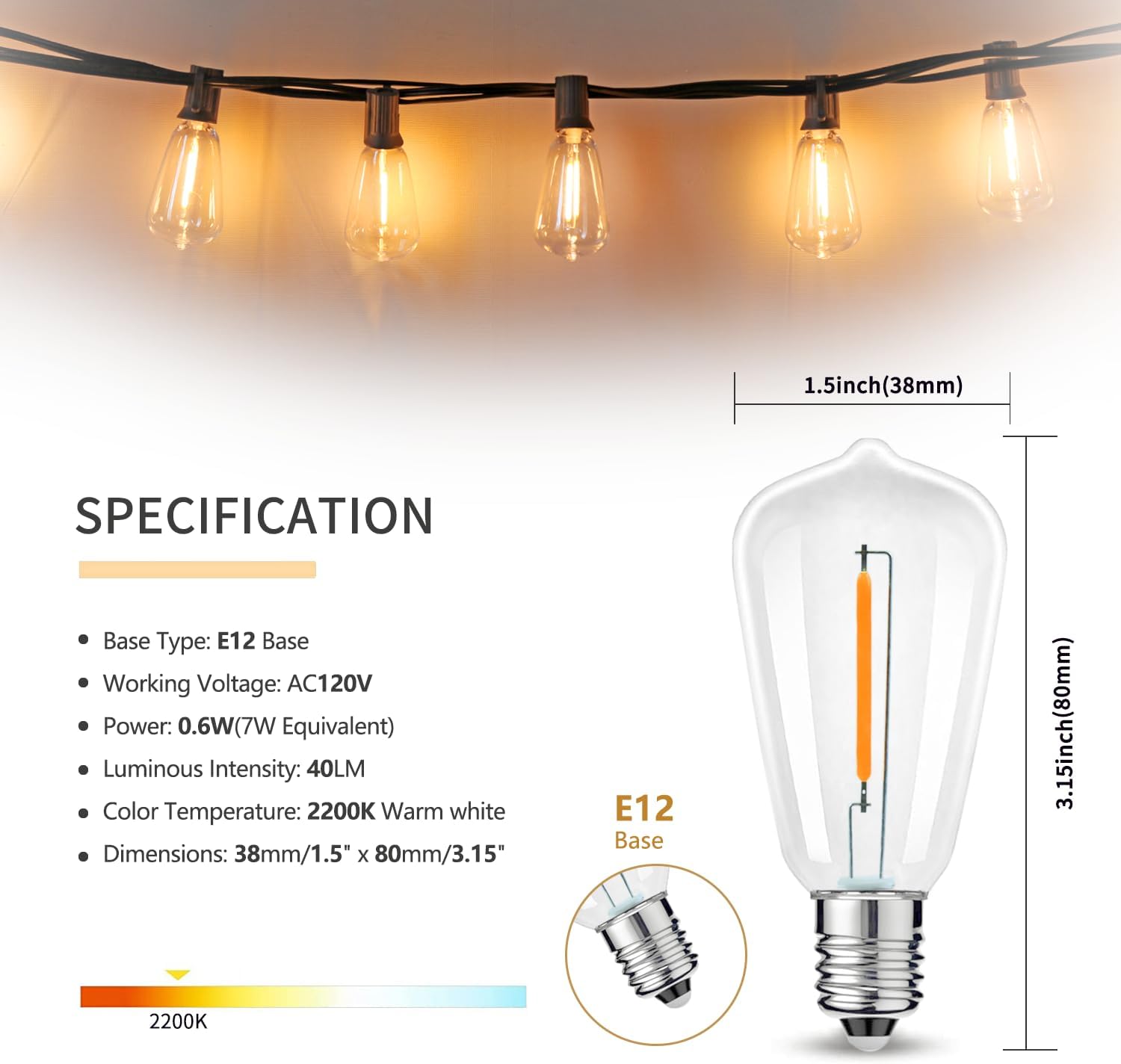 Detalle 2 de ST38 LED bulbs, 25-pack