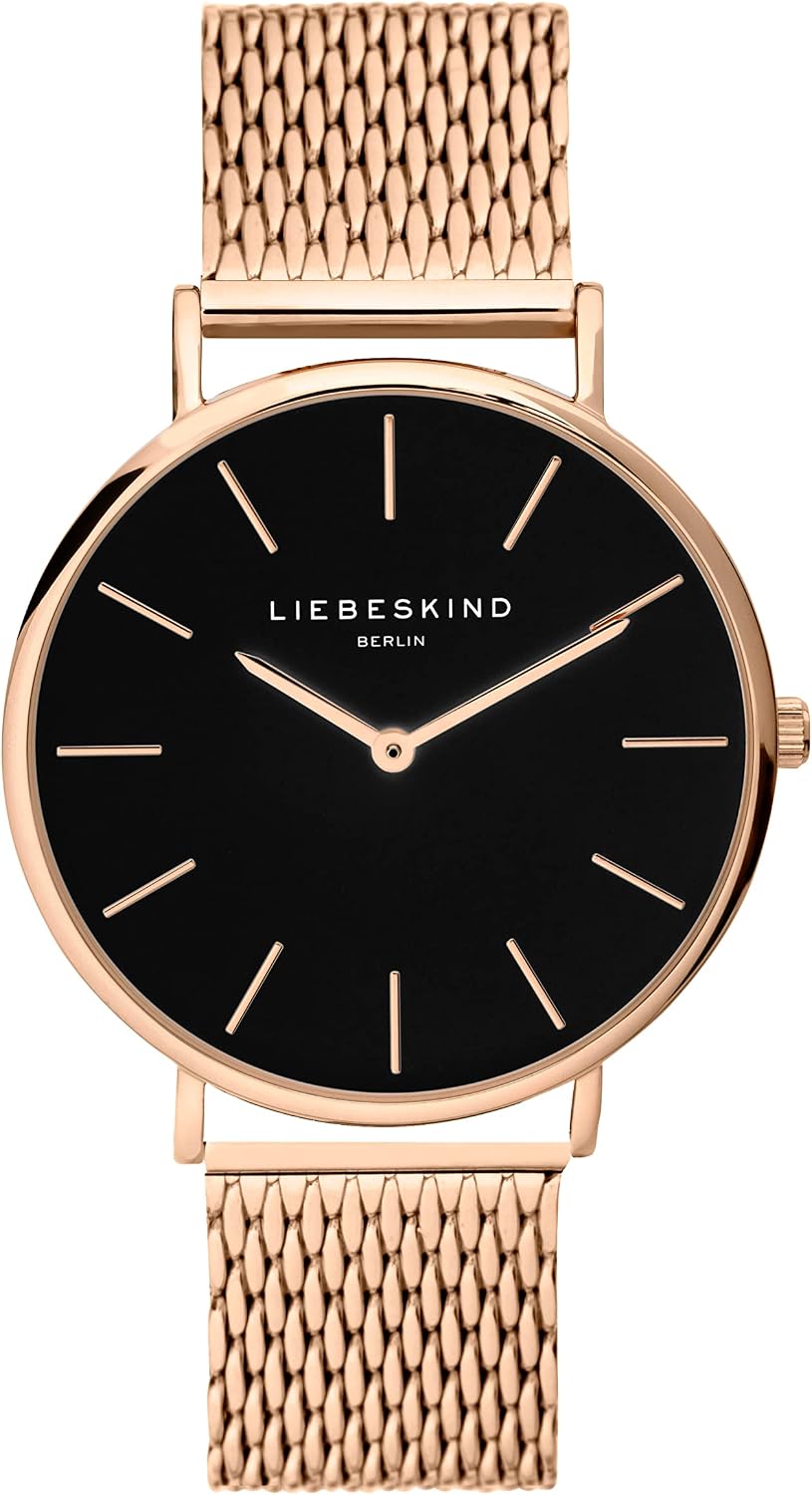 Detalle de Liebeskind Berlin Damenarmbanduhr mit 38-mm-Gehäuse, Quarzwerk & Mesharmband (5 ATM) – stilvoll für den Alltag