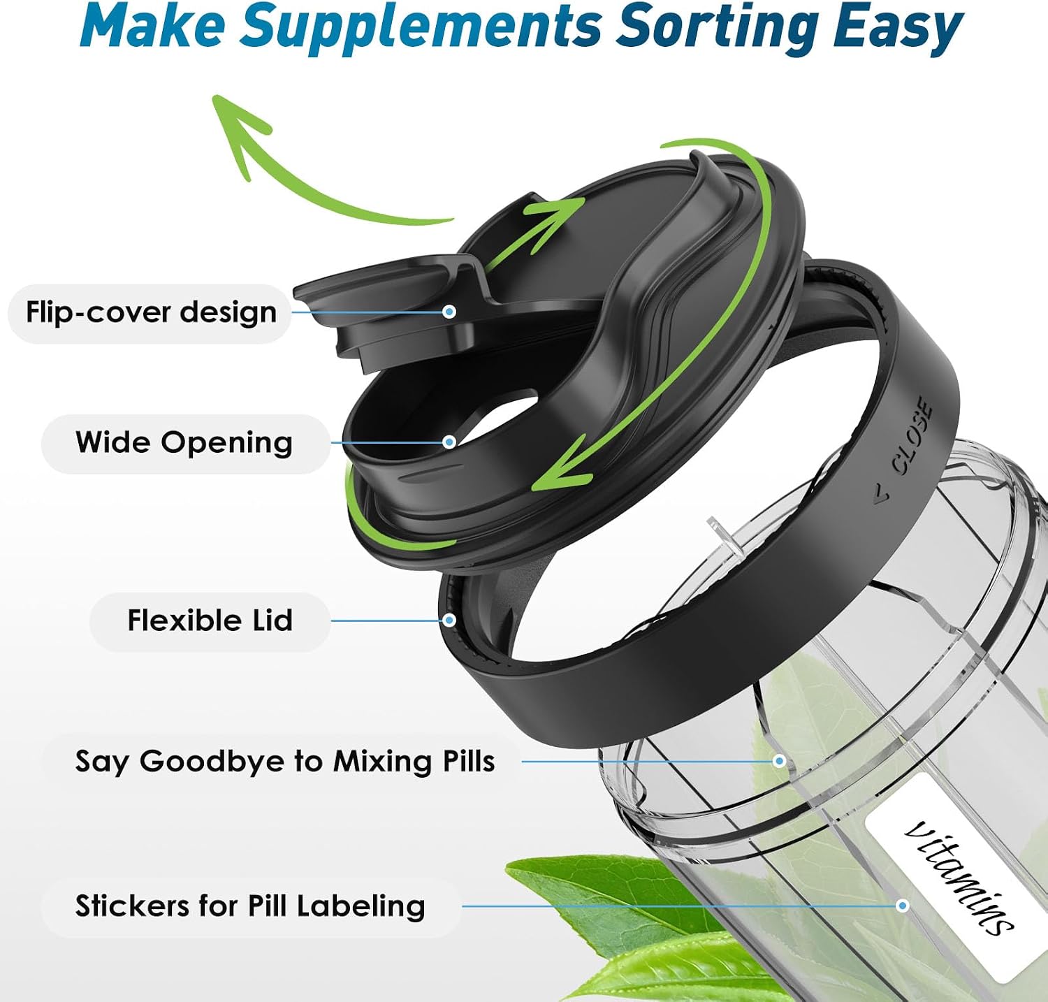 Detalle de Pill Organizer 7‑compartment pill dispenser for travel 💊