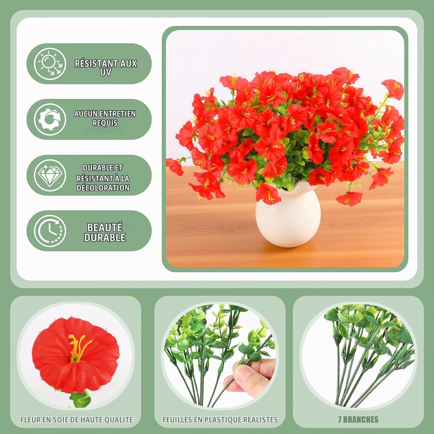 Thumbnail 2 de msymsyu MSY-002-06 kunstpetunia’s, rood, 36 cm, set van 7