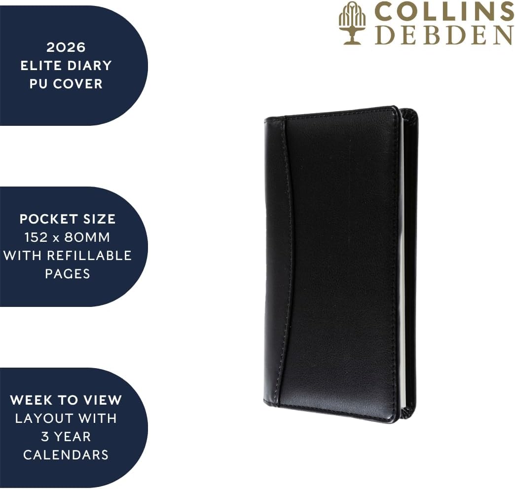 Thumbnail 5 de Collins Elite Pocket 2026 12 Month Week-to-View Planner (Black, 153 x 85mm)