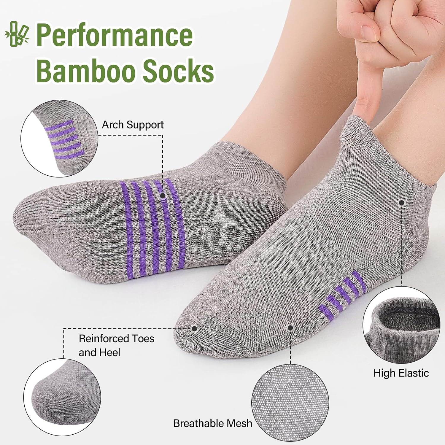 Thumbnail 2 de Bamboo trainer socks 6 pairs for women