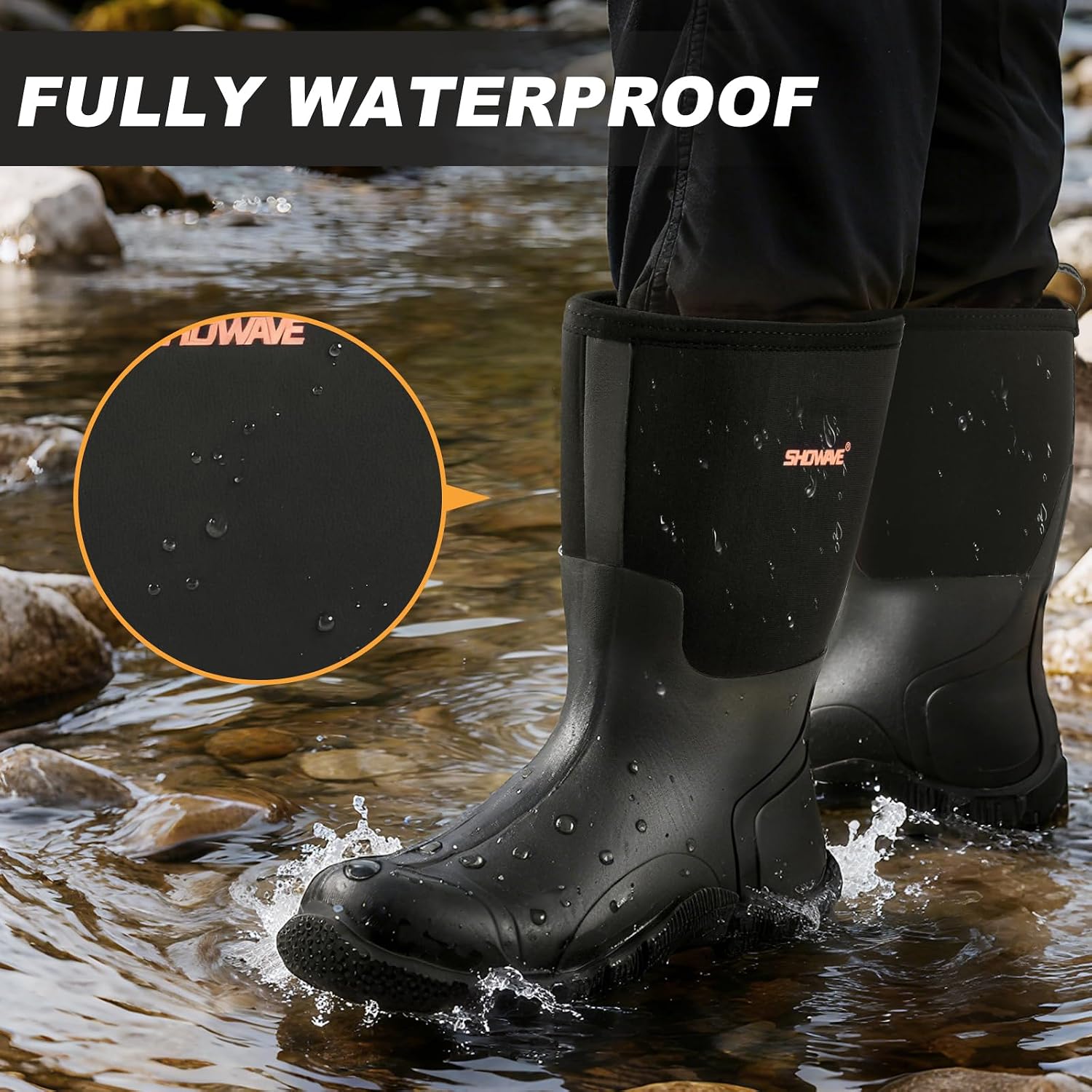 Thumbnail 3 de Showave Rain Boots Men 5mm Neoprene Insulated Rubber Boots