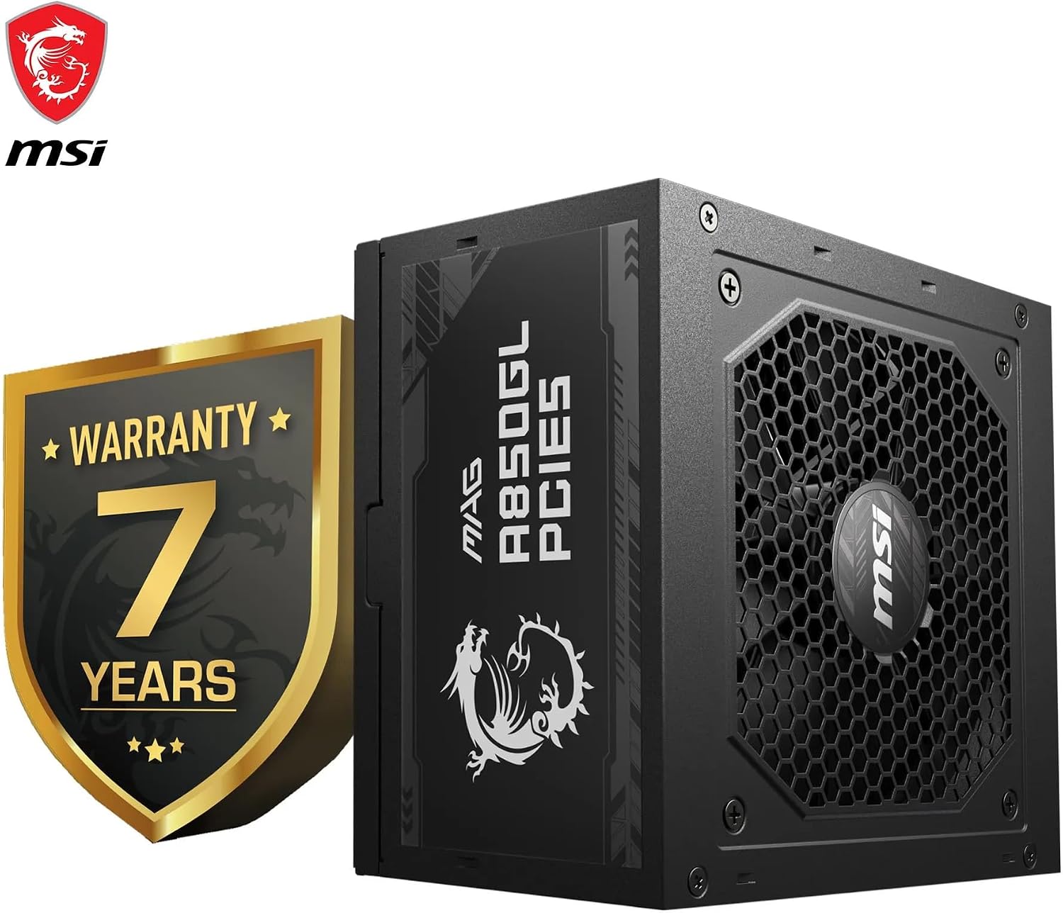 Detalle de MSI MAG A850GL PCIE5 Netzteil – 850W, 80 Plus Gold, voll modular, ATX 3.0, PCIe 5.0 Unterstützung