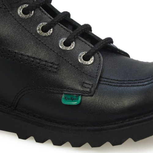 Detalle 1 de Kickers Kick Hi Core Youth Black Leather Ankle Boots (EU 36) – Practical Everyday Comfort
