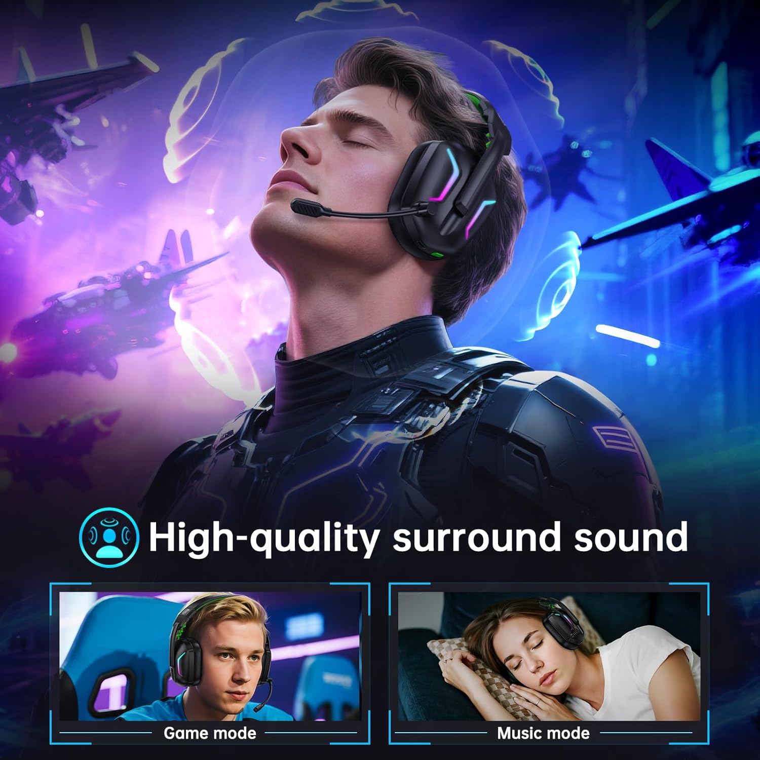 Thumbnail 4 de Fachixy FC300 Wireless Gaming Headset 50Hr