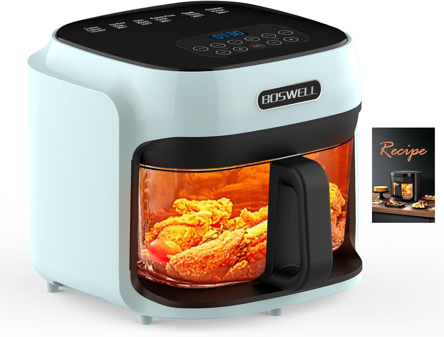Thumbnail 6 de BOSWELL Glass Air Fryer (7.5QT) with Transparent Fry Bowl and 360° Hot Air Circulation