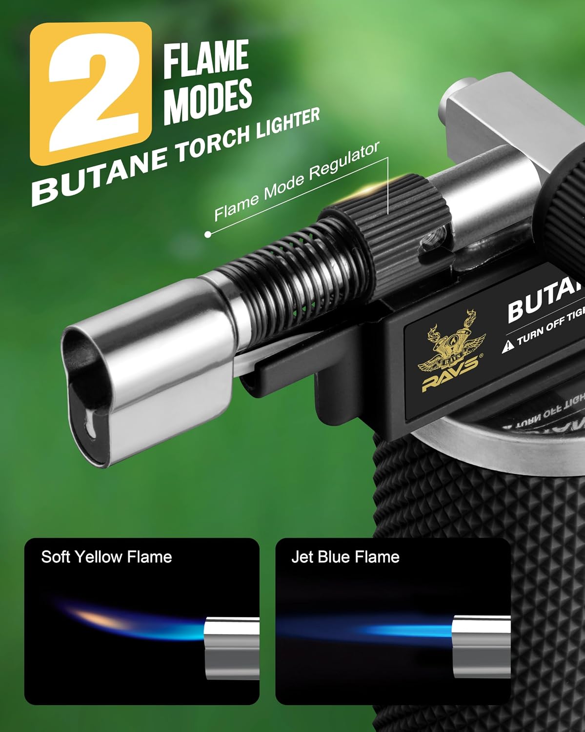 Detalle 2 de RAVS butane torch RBT018 Dual-Flame Butane Torch Lighter, Metal, Adjustable
