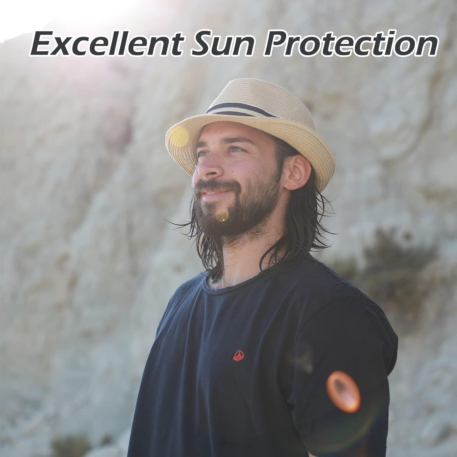 Thumbnail 3 de Comhats Oversize XL XXL Men’s Summer Straw Fedora Packable Sun Hat (57–64 cm)