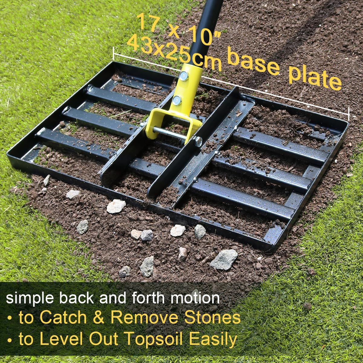 Detalle 2 de Colwelt C068 Lawn Levelling Rake, 17 x 10 in Plate, Adjustable Handle