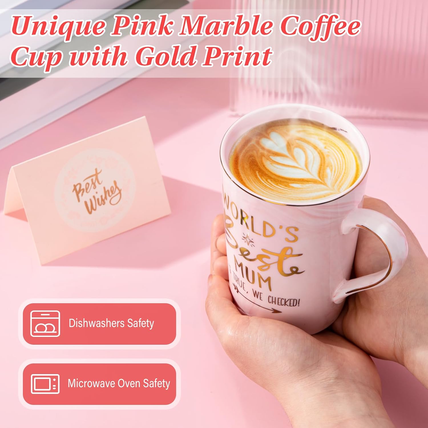 Detalle de Mum Birthday Mummy Mug 14Oz Pink Marble