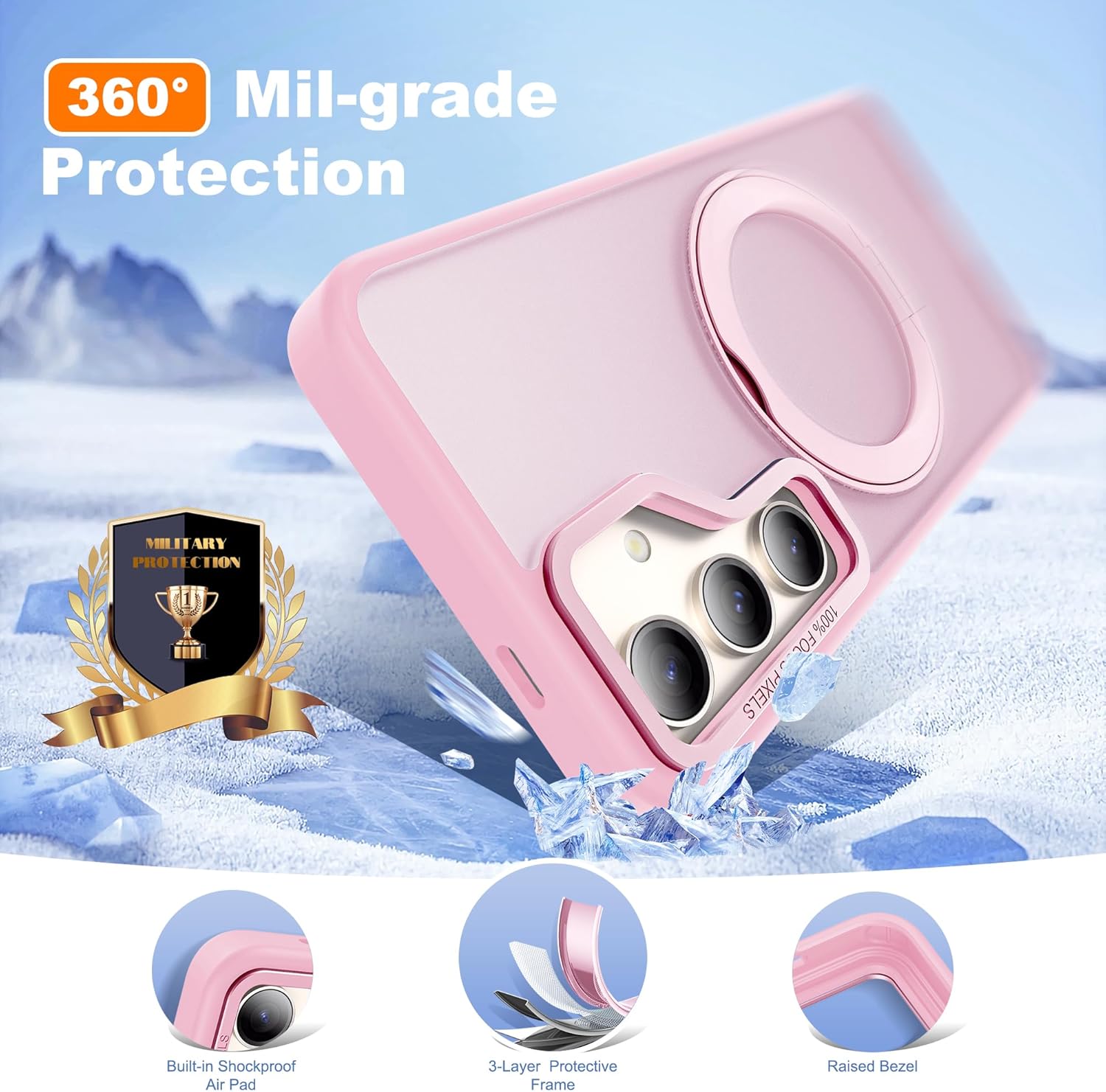 Detalle de Zalinbo Galaxy S25 Plus Case with 360° Rotatable Magnetic Ring Stand