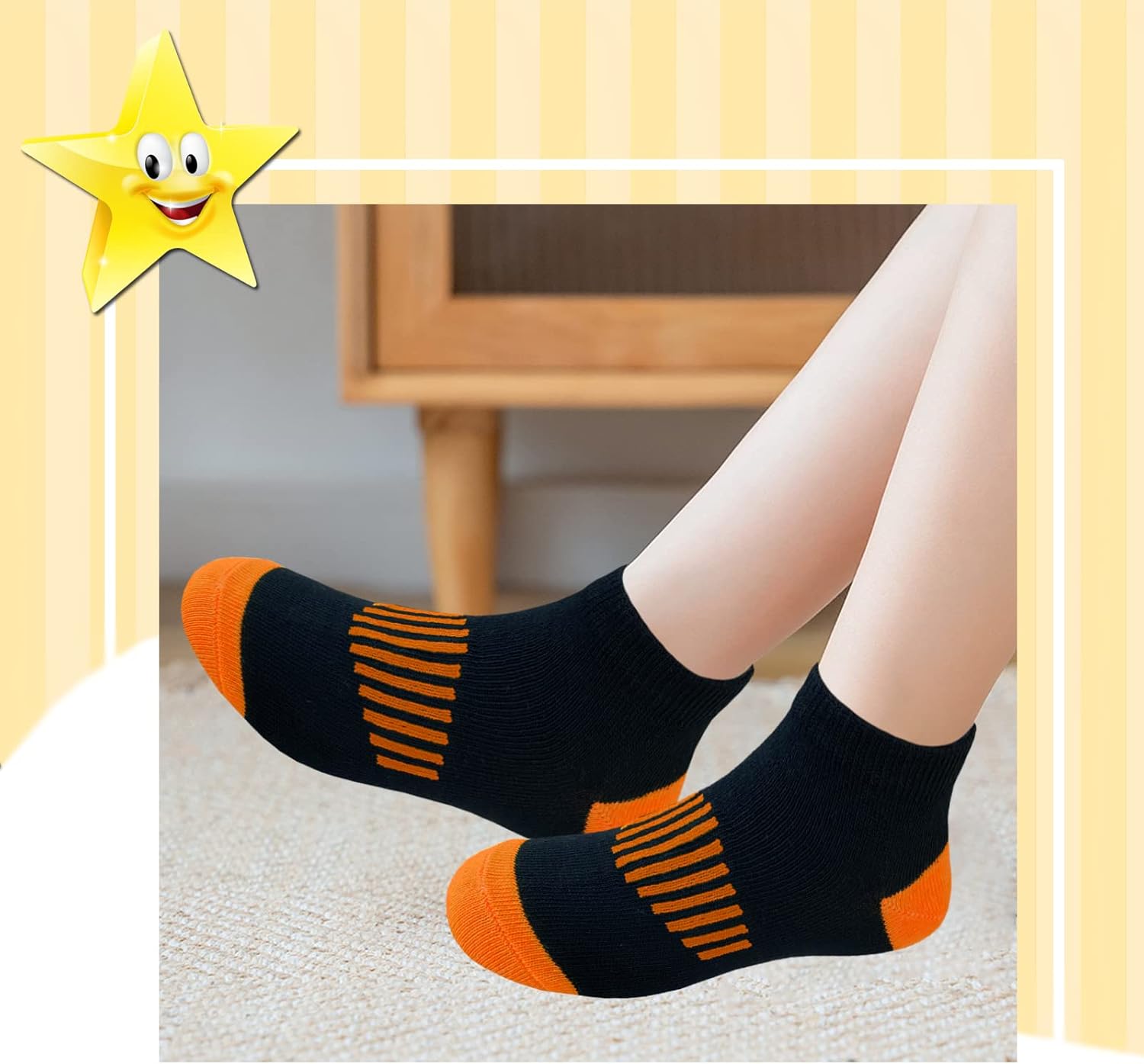 Detalle de JAMEGIO Kids' Low-Cut Socks (18 Pairs) with Arch Support, Multi-Color Pack