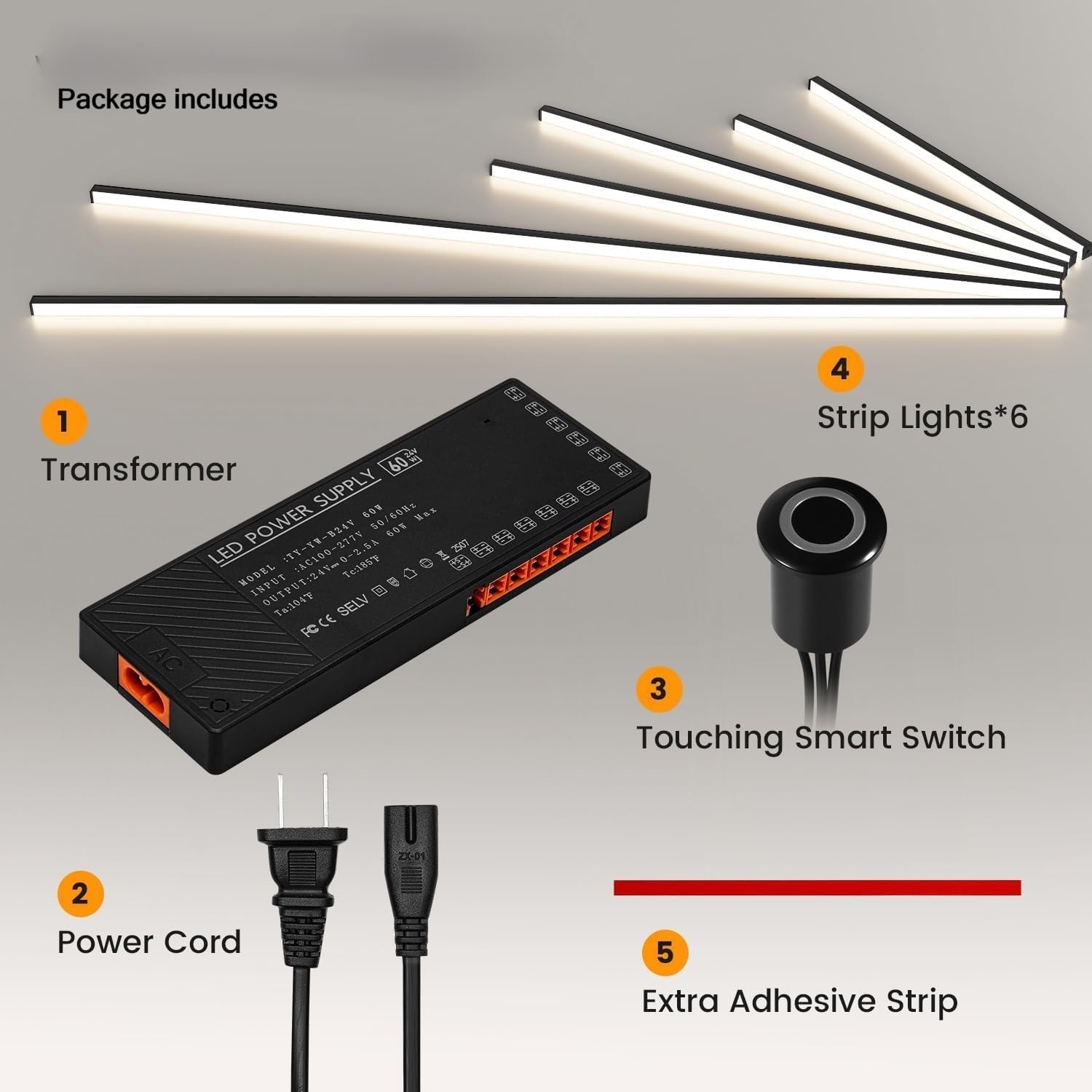 Detalle 1 de INCARLED INCAR-Wall-6pcs-3000K LED Wall Lights, Dimmable 3000K Set