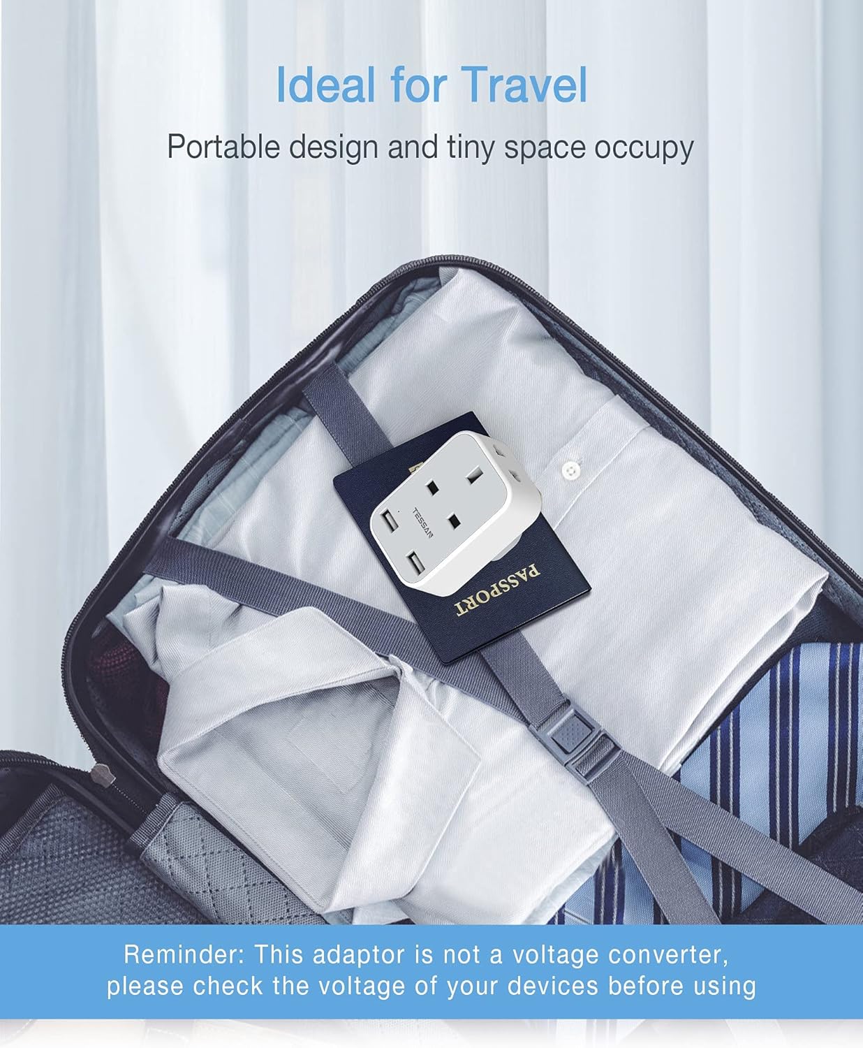 Thumbnail 3 de TESSAN Shaver Plug Adaptor UK with Double USB