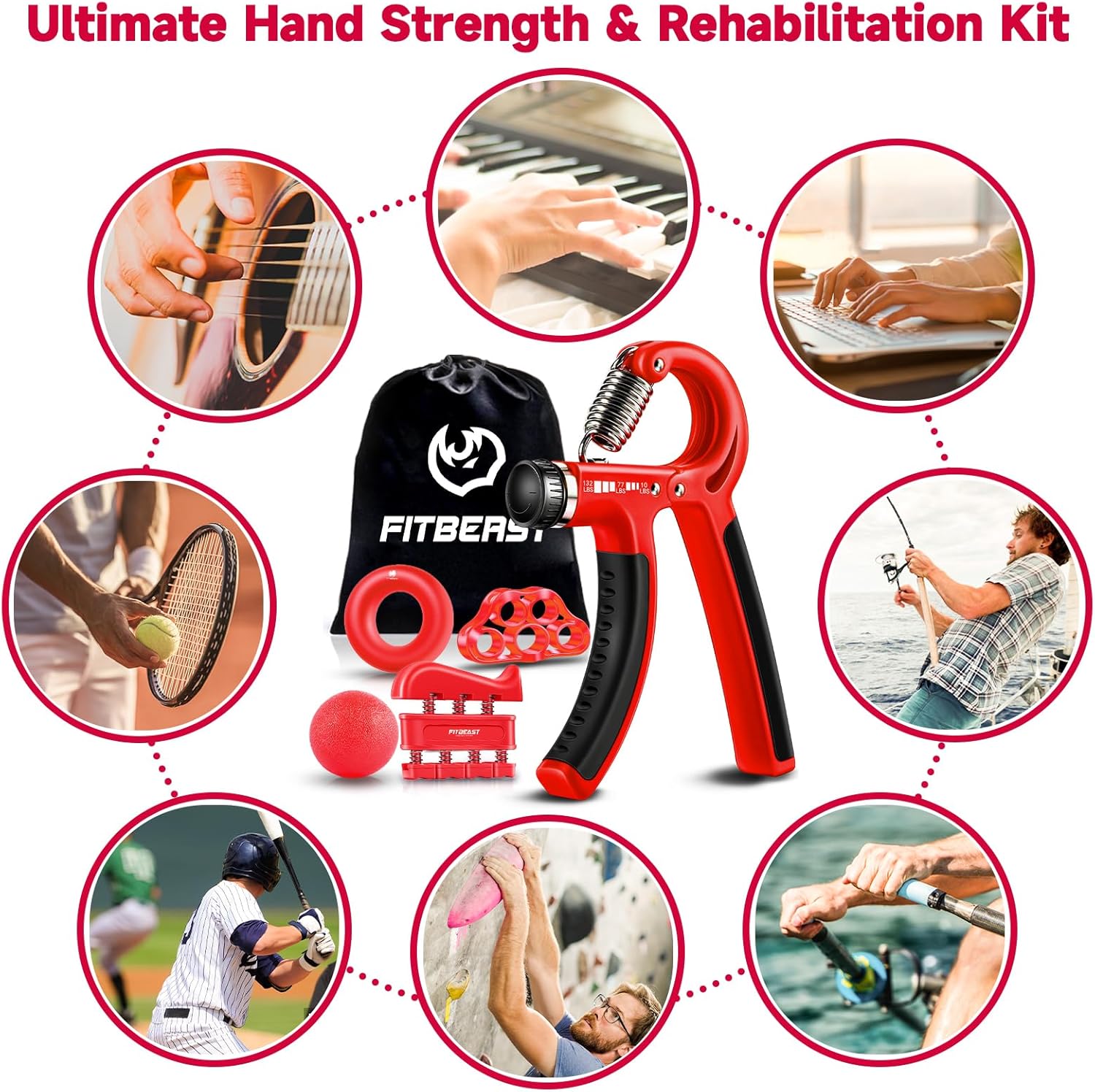 Thumbnail 4 de FitBeast Grip Strengthener 5-Pack Adjustable