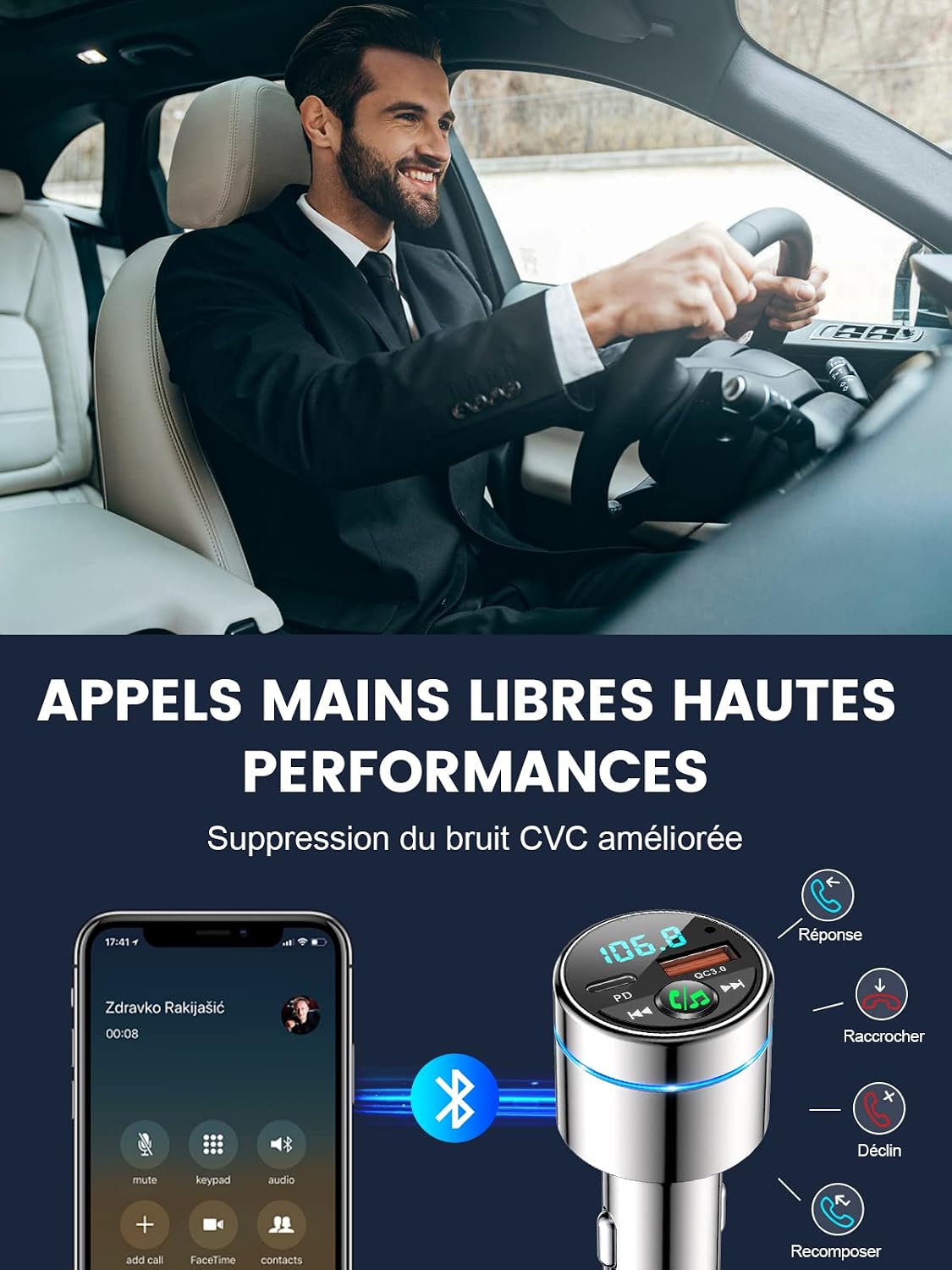 Thumbnail 3 de Mohard Bluetooth 5.3 FM-zender van metaal met PD 30 W en QC3.0