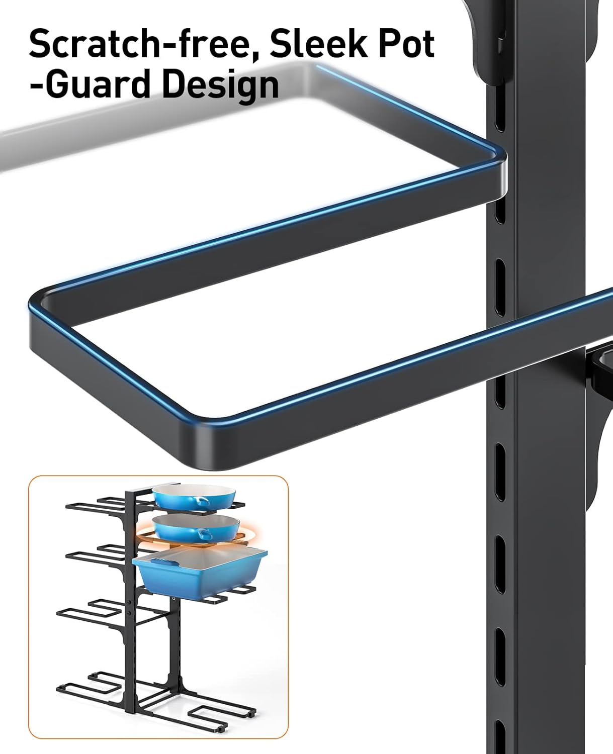 Thumbnail 6 de ORDORA Pots and Pans Organizer: Under Cabinet, 8-Tier Heavy-Duty Rack (20.8" Height) for Large Stockpots and Cast-Iron