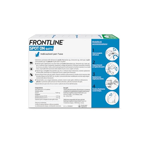 Thumbnail 1 de FRONTLINE Spot On Gatti – Confezione da 3 Pipette da 0,5 ml per antiparassitario duraturo
