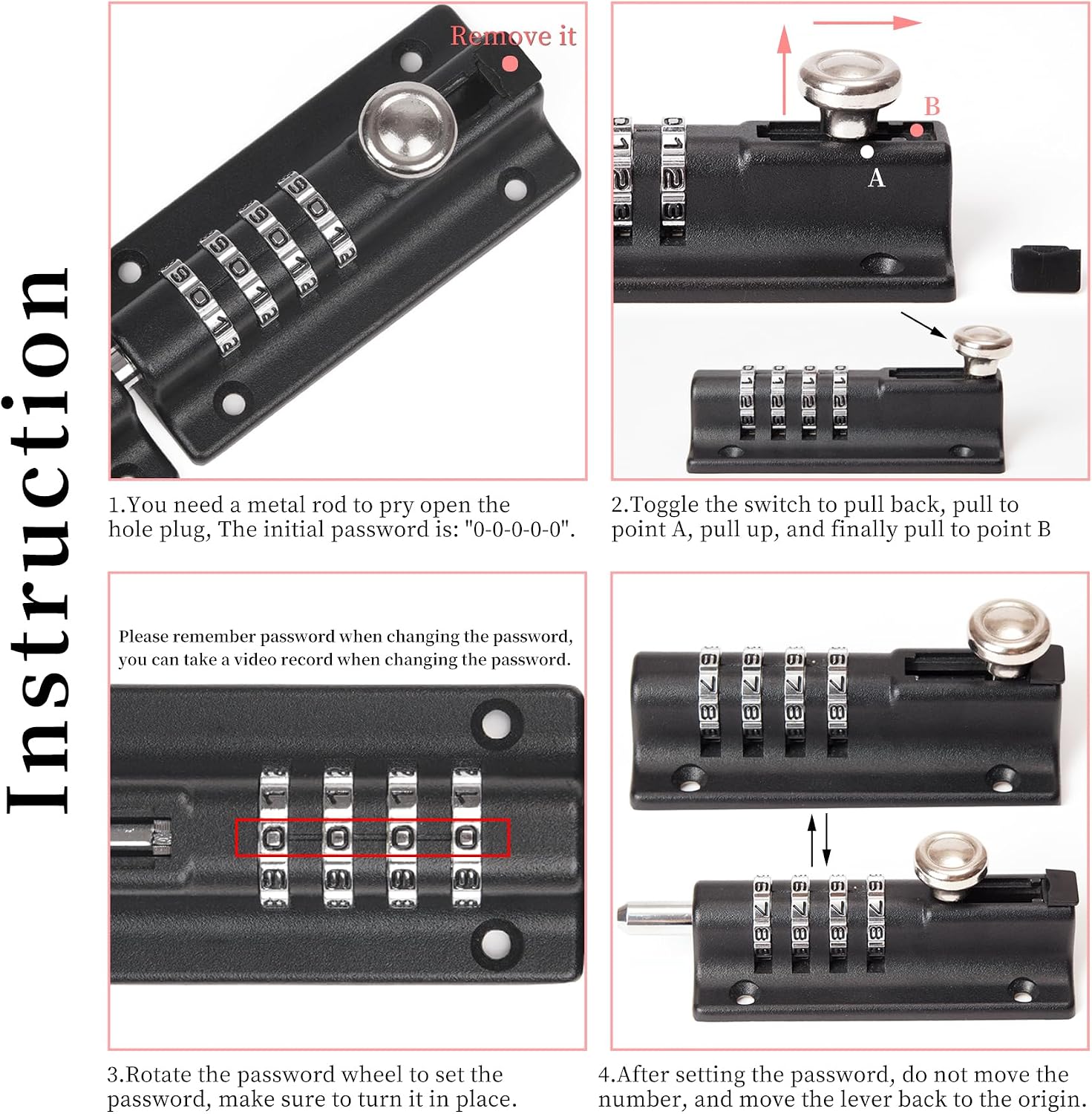 Thumbnail 4 de Weielt Digit Combination Locking Bolt 120mm