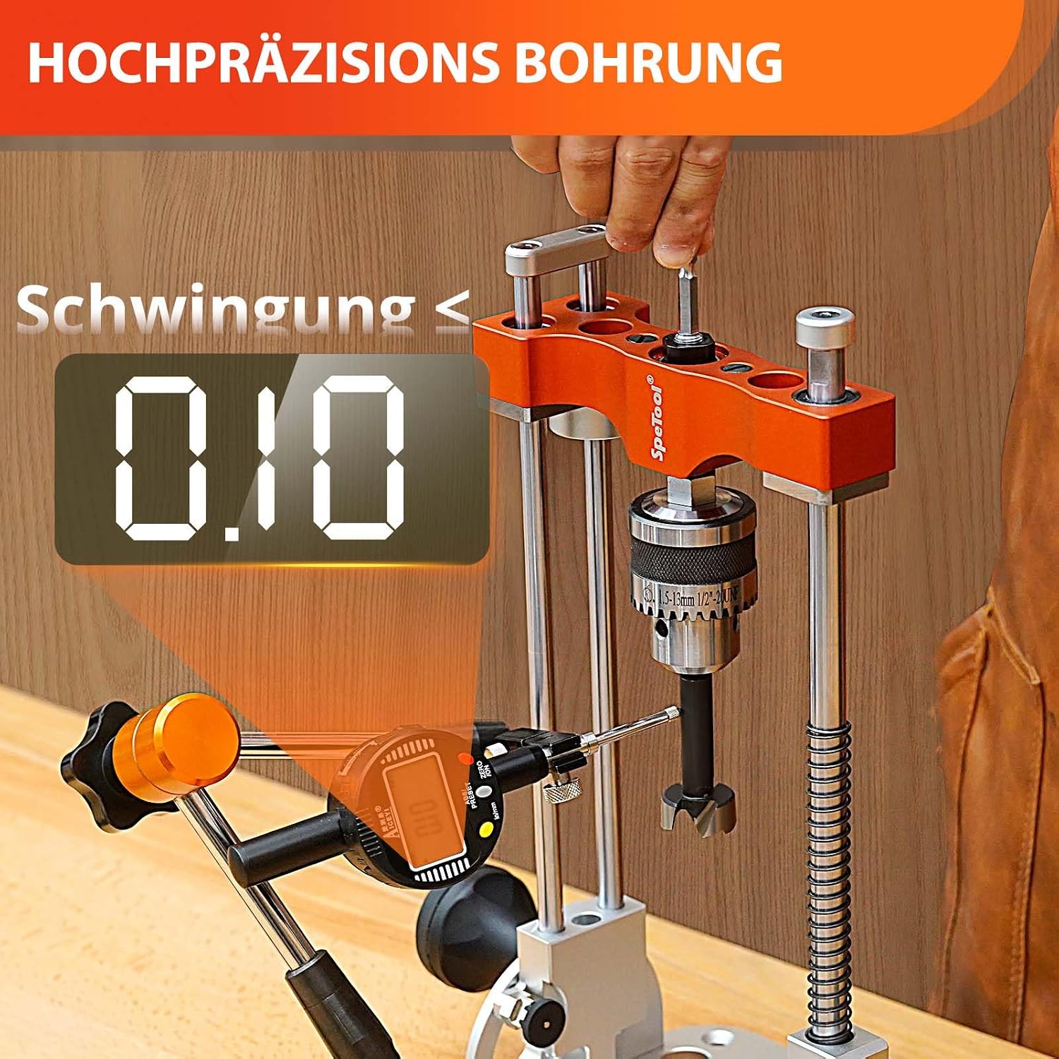 Detalle 2 de SpeTool SP-GD-A boorstandaard met kogellagers en hoekinstelling 0–60°