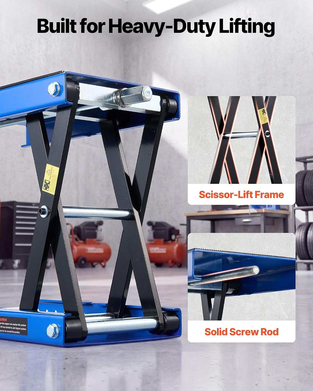 Thumbnail 6 de VEVOR Motorcycle Lift: 1100 lbs Scissor Lift with Wide Deck, Lock Pin, and Foldable Design