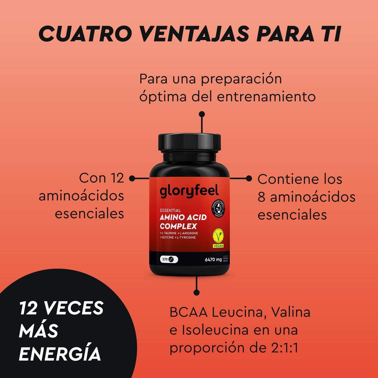 Thumbnail 2 de Aminoácidos Complex 270 Tab. Vegano 💪 - Potencia tus Resultados